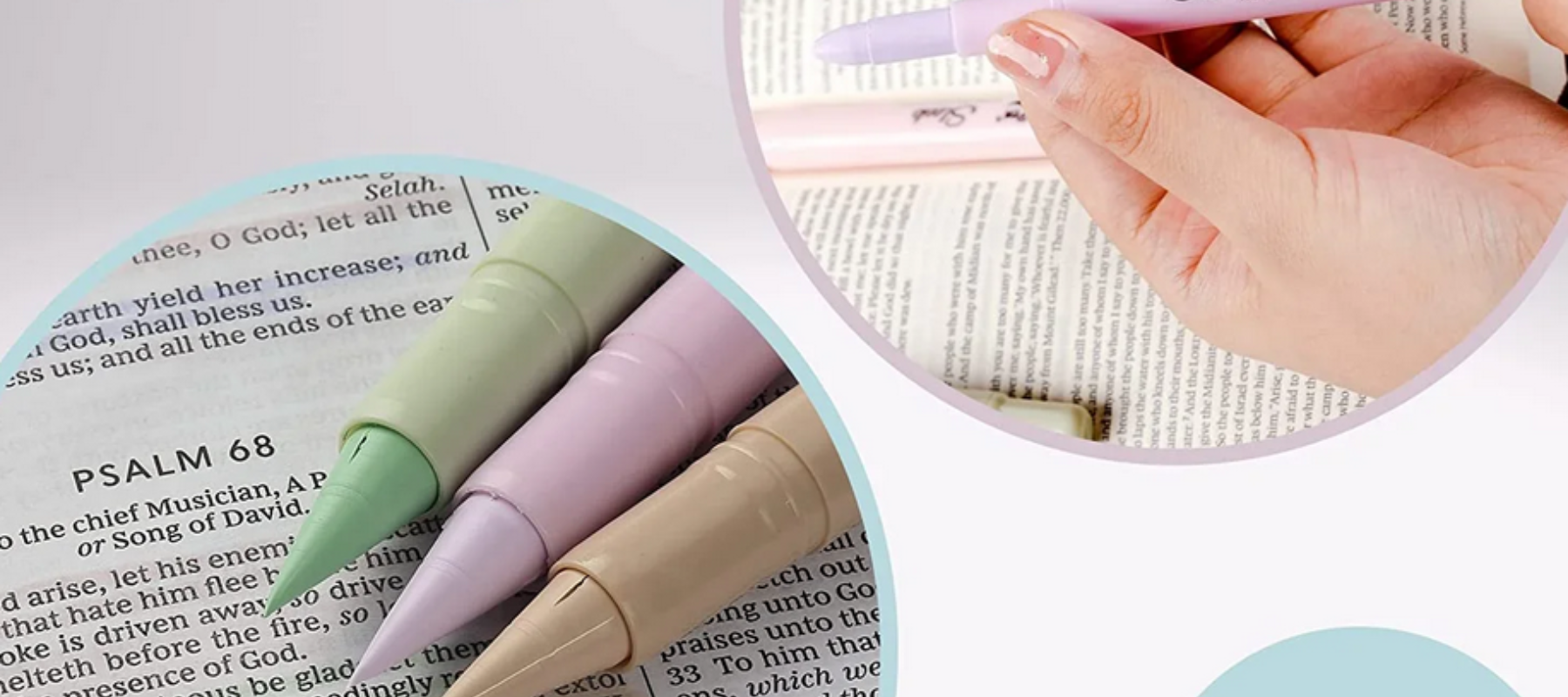 Highlighter pens, bible and journal study