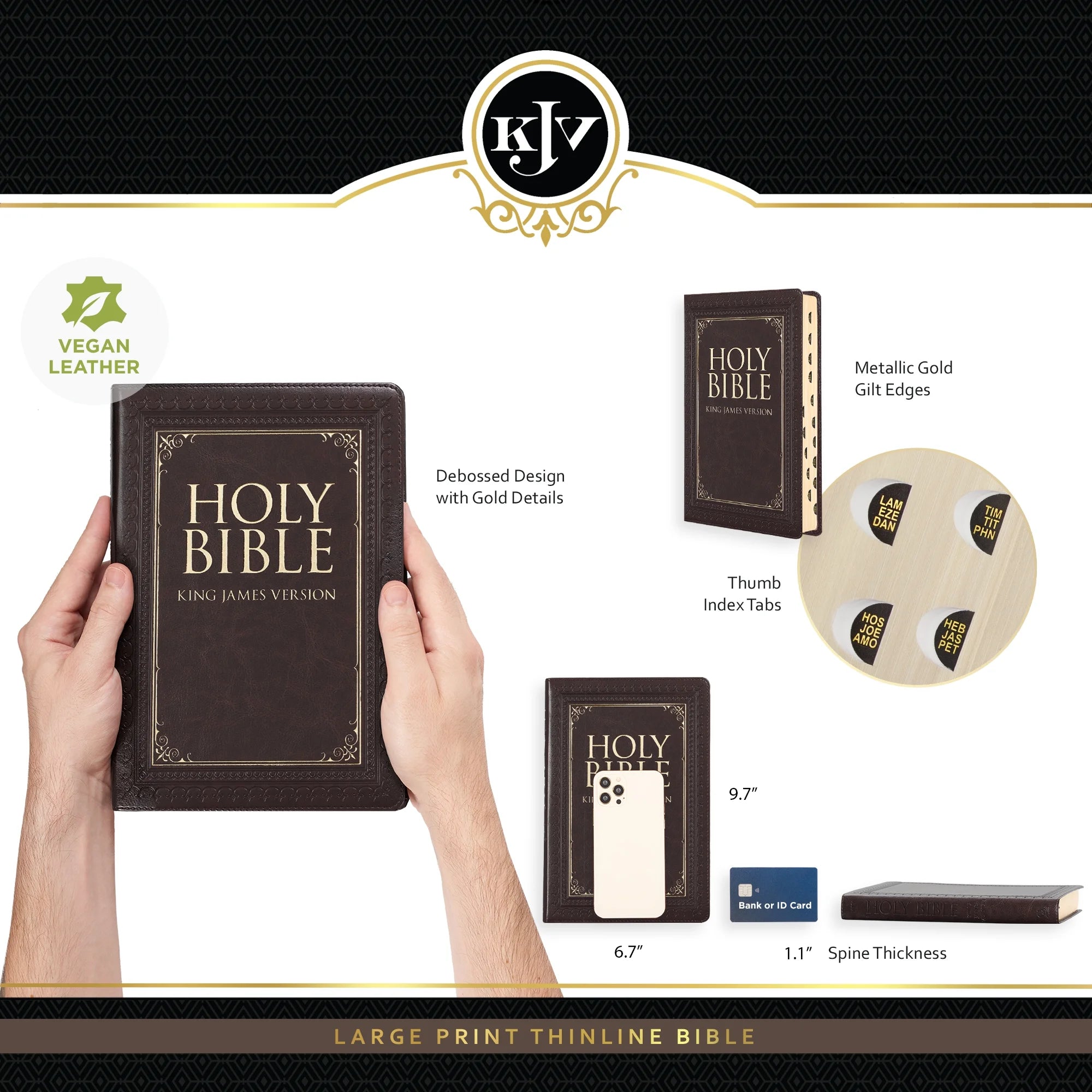 KJV Large Print Thumb Index Edition: Brown (Large Print) (Hardcover)