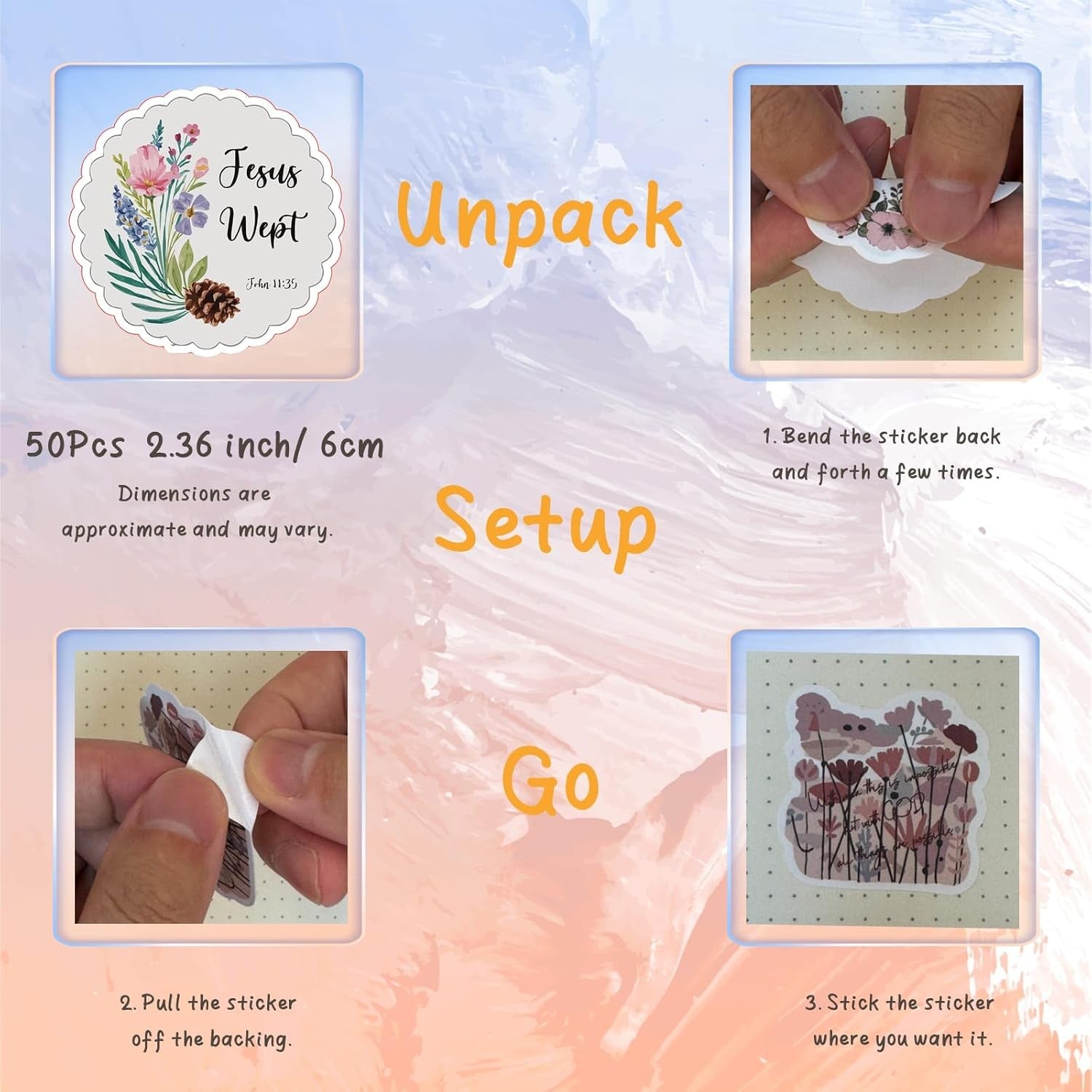 50Pcs Bible Verse Stickers, Inspirational Jesus Sticker, Christian