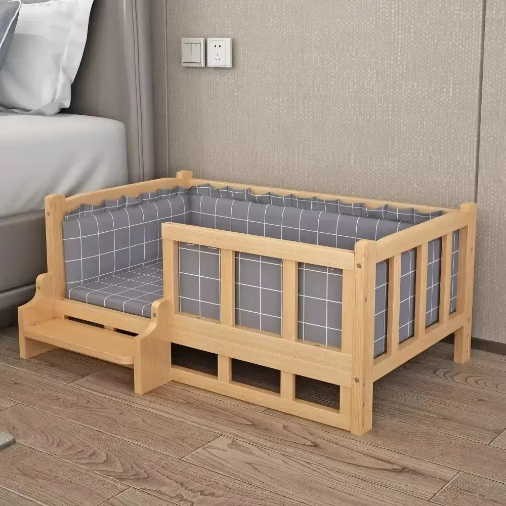 Solid Wood Material Dog Kennel Dog Bed Smooth Polished Teddy Dog Kennel Golden Retriever Detachable Pet Bed Solid Wood Cat Kenne