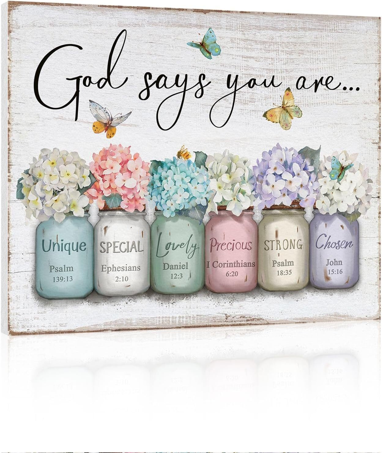 Inspirational Bible Verse Wall Art: God Says You Are Wall Sayings Flowers in Mas