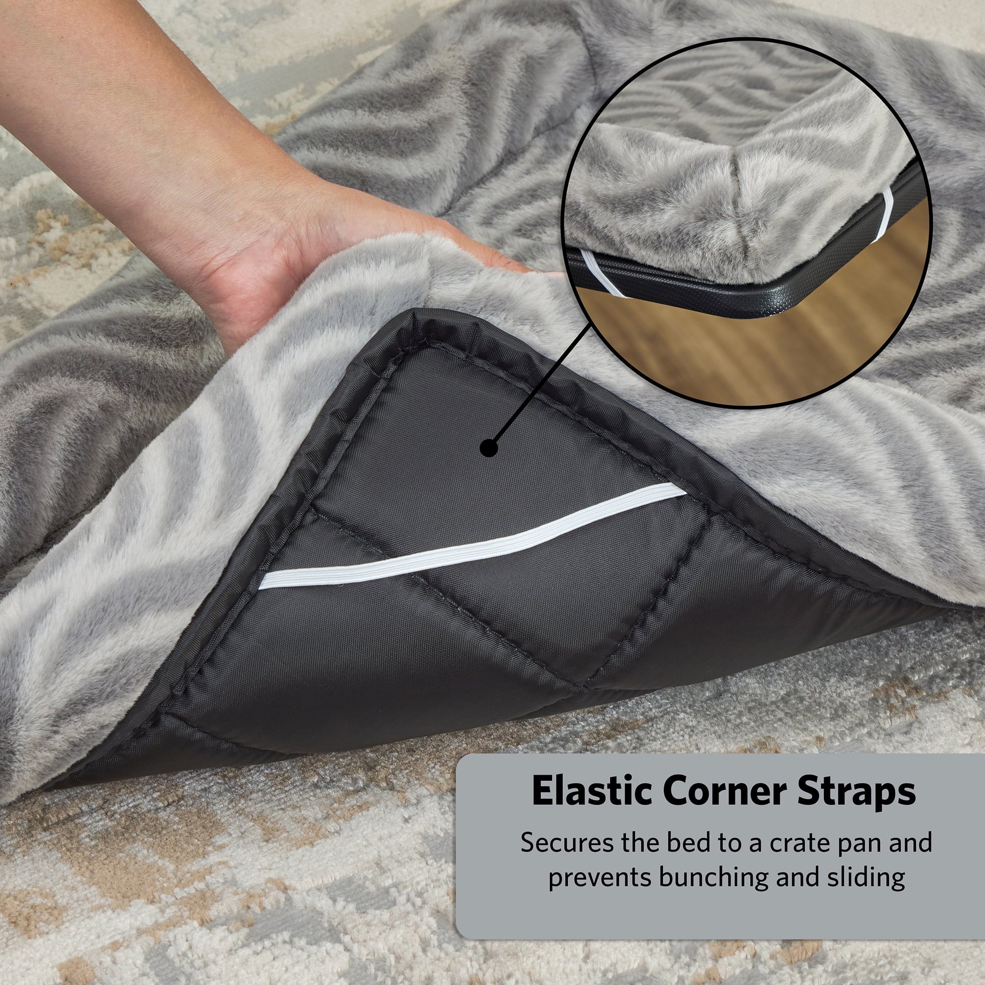 24 Inch Gray Wave Pet Bed for Small Dogs with Slip Resist Bottom