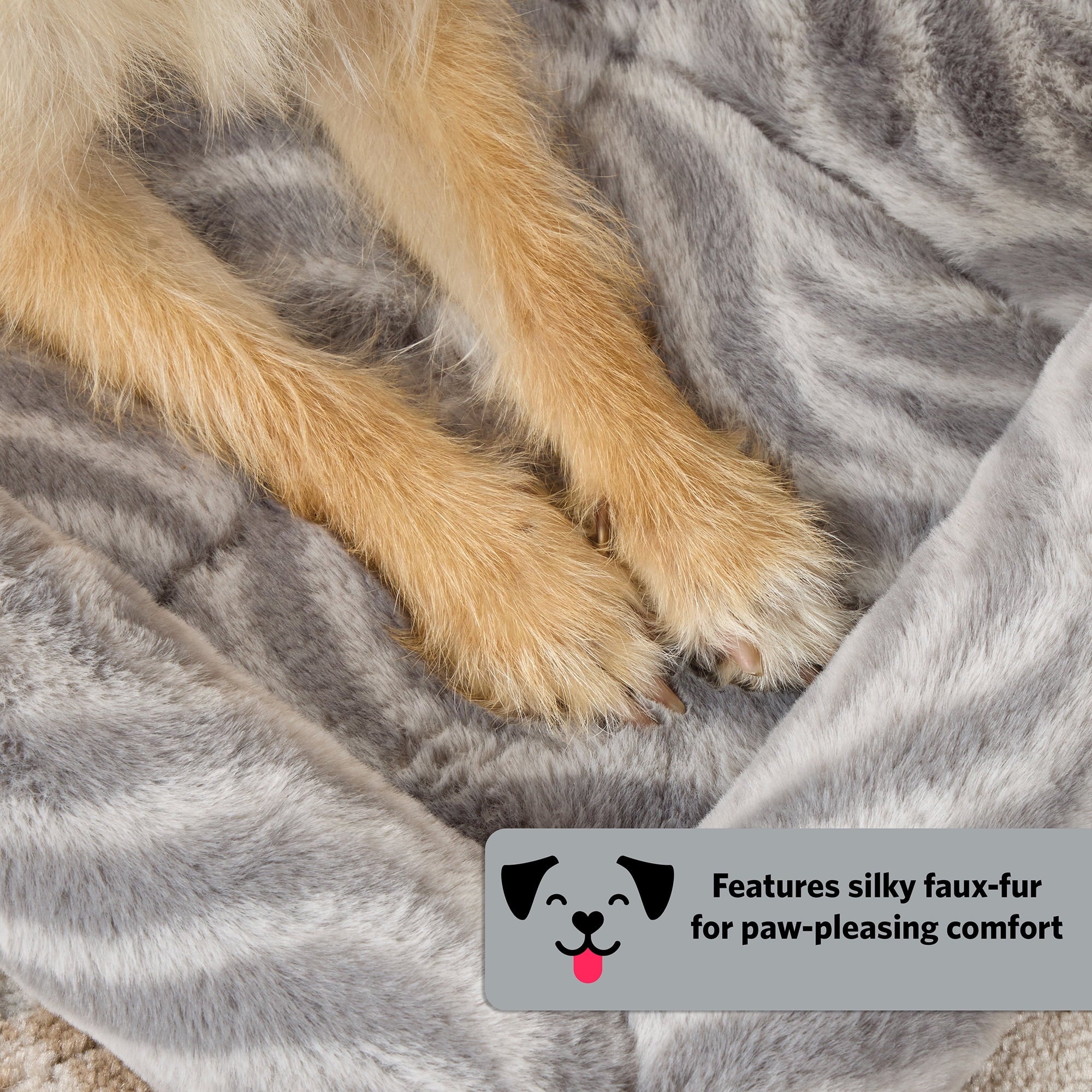 24 Inch Gray Wave Pet Bed for Small Dogs with Slip Resist Bottom