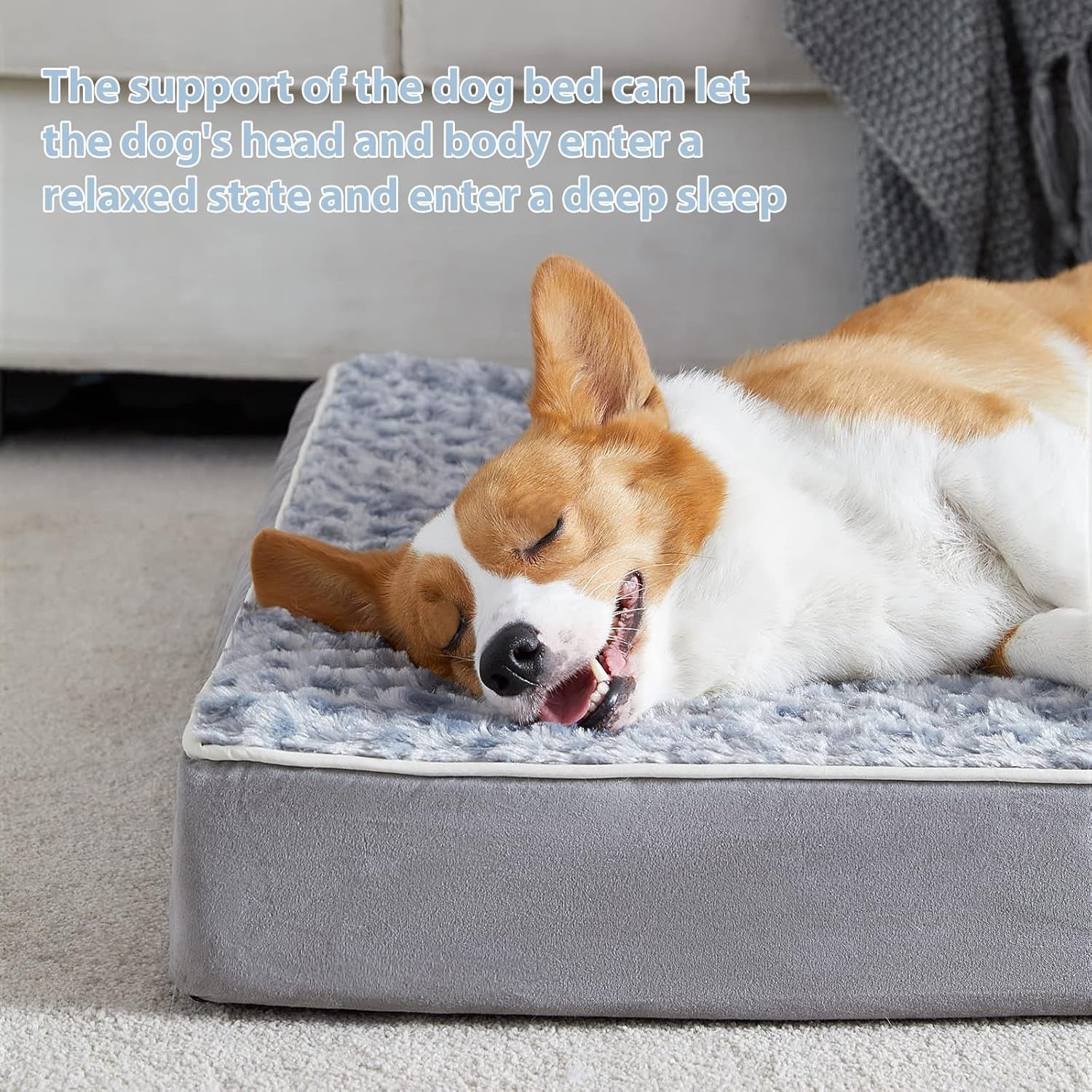 Orthopedic Large Dog Bed, Extra Large Waterproof Dog Bed with Removable Washable Cover & Anti-Slip Bottom,Egg Crate Foam Pet Bed Mat,Soft Rose Plush Pet Crate Mat