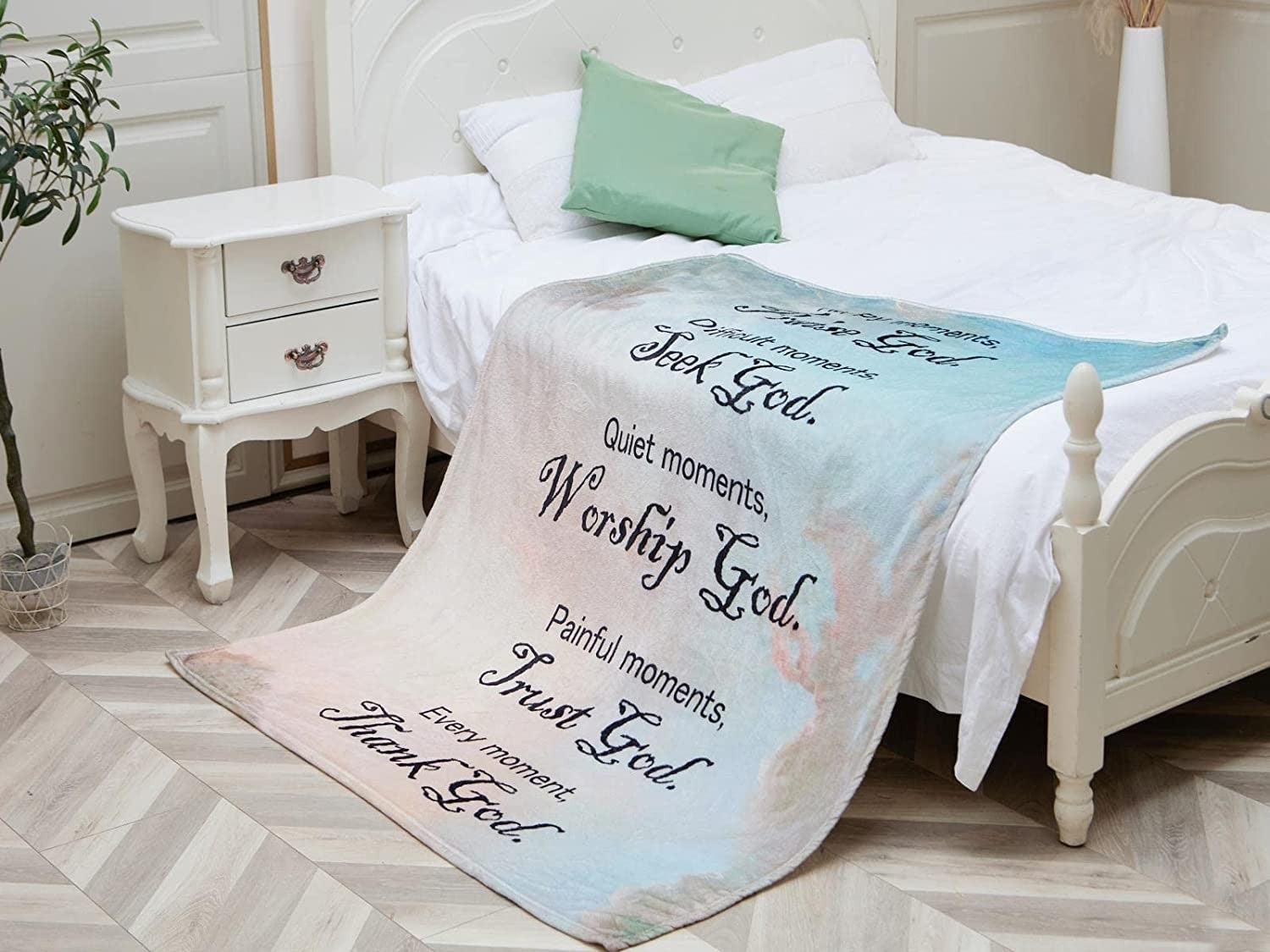 Healing Throw Blanket with Inspirational Prayers - Soft 40X50 Gift for Women Men