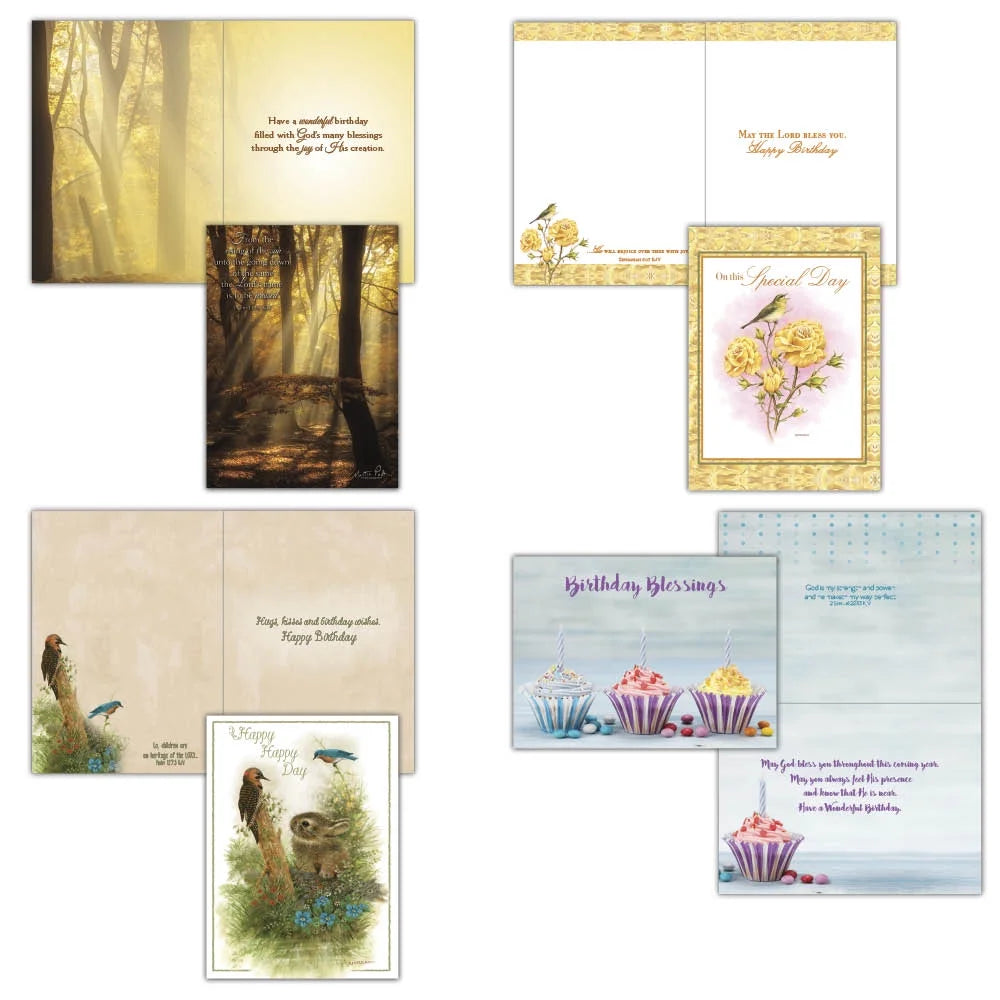 24 Birthday Cards - King James Version Scripture - Religious Boxed Birthday Cards Assortment - Christian Birthday Cards with Envelopes - Birthday Blessings Greeting Cards
