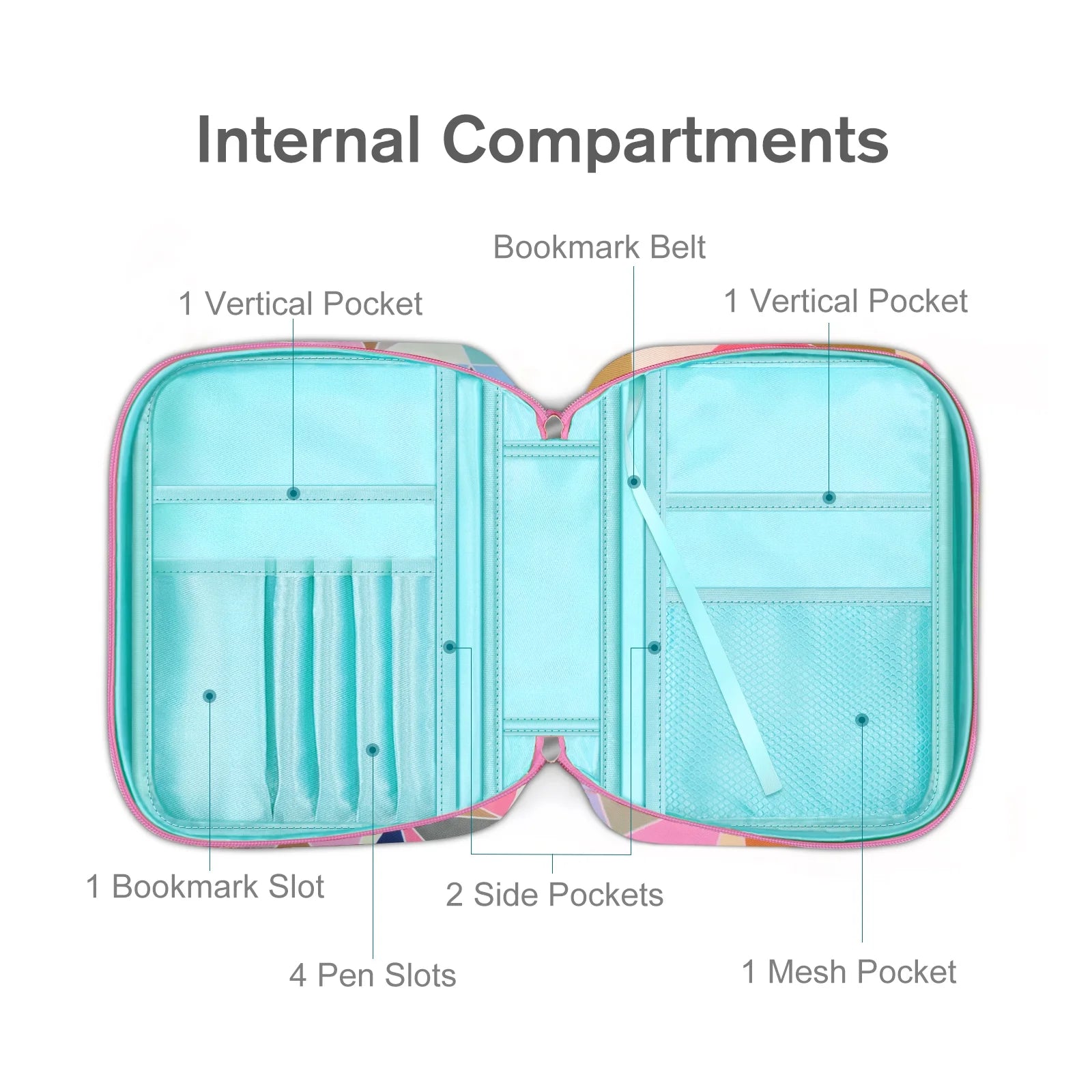 Bible Cover, Carrying Book Case Church Bag Bible Protective with Handle and Zippered Pocket, Perfect Gift for Men Women Father, Geometric-Pink