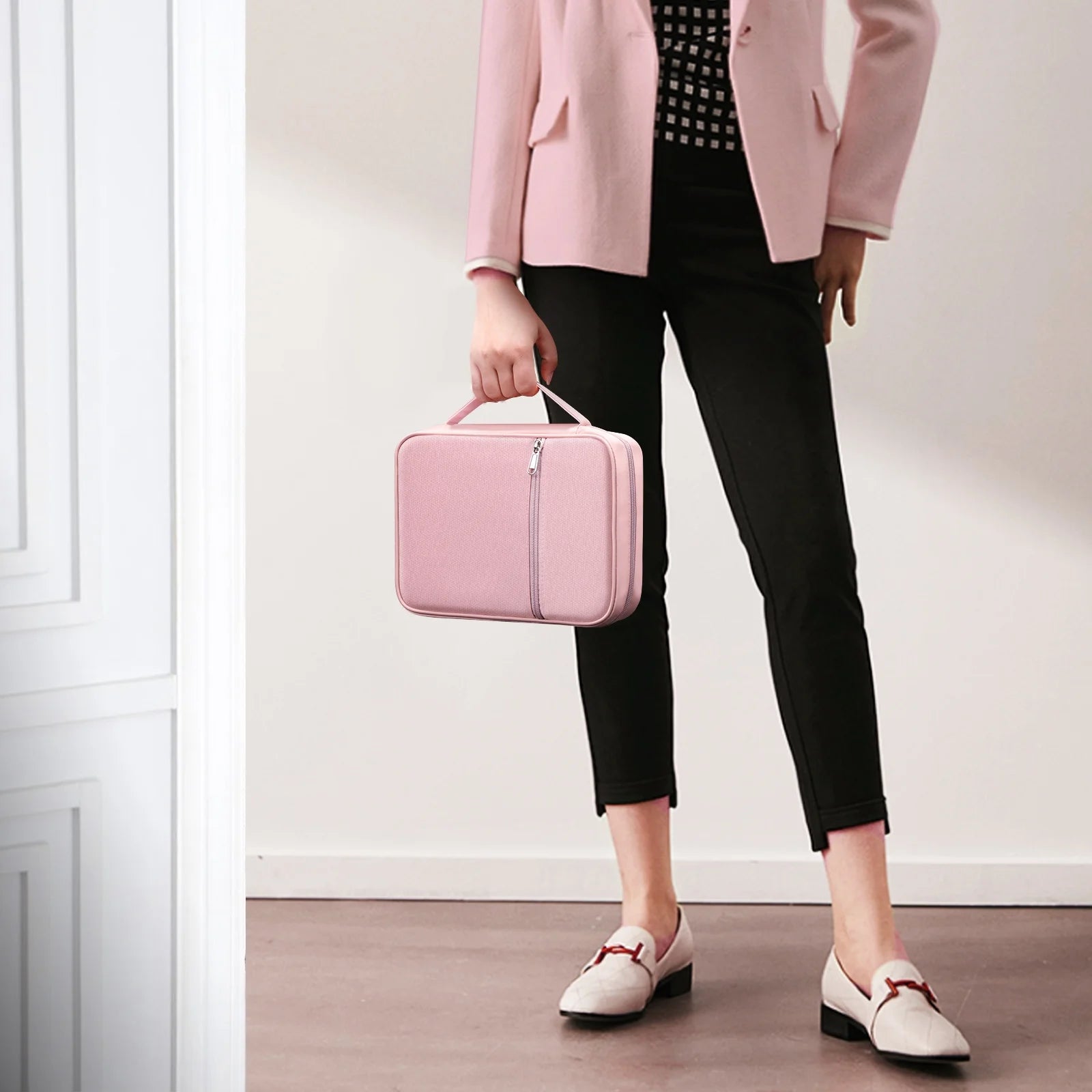 Bible Cover, Carrying Book Case Church Bag Bible Protective with Handle and Zippered Pocket, Perfect Gift for Men Women Father, Rose Gold