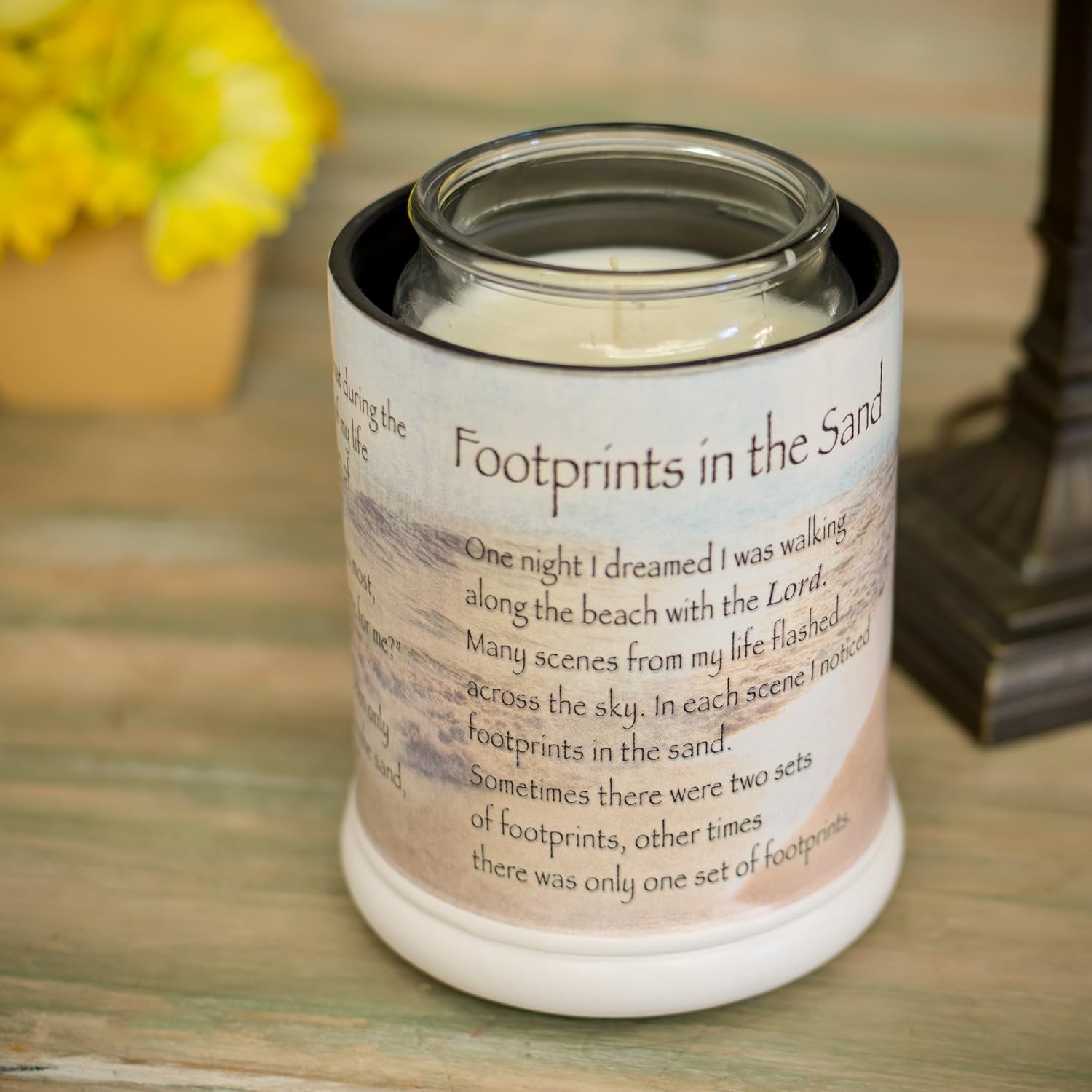 Footprints in the Sand Ceramic Stoneware Electric Large Jar Candle Warmer