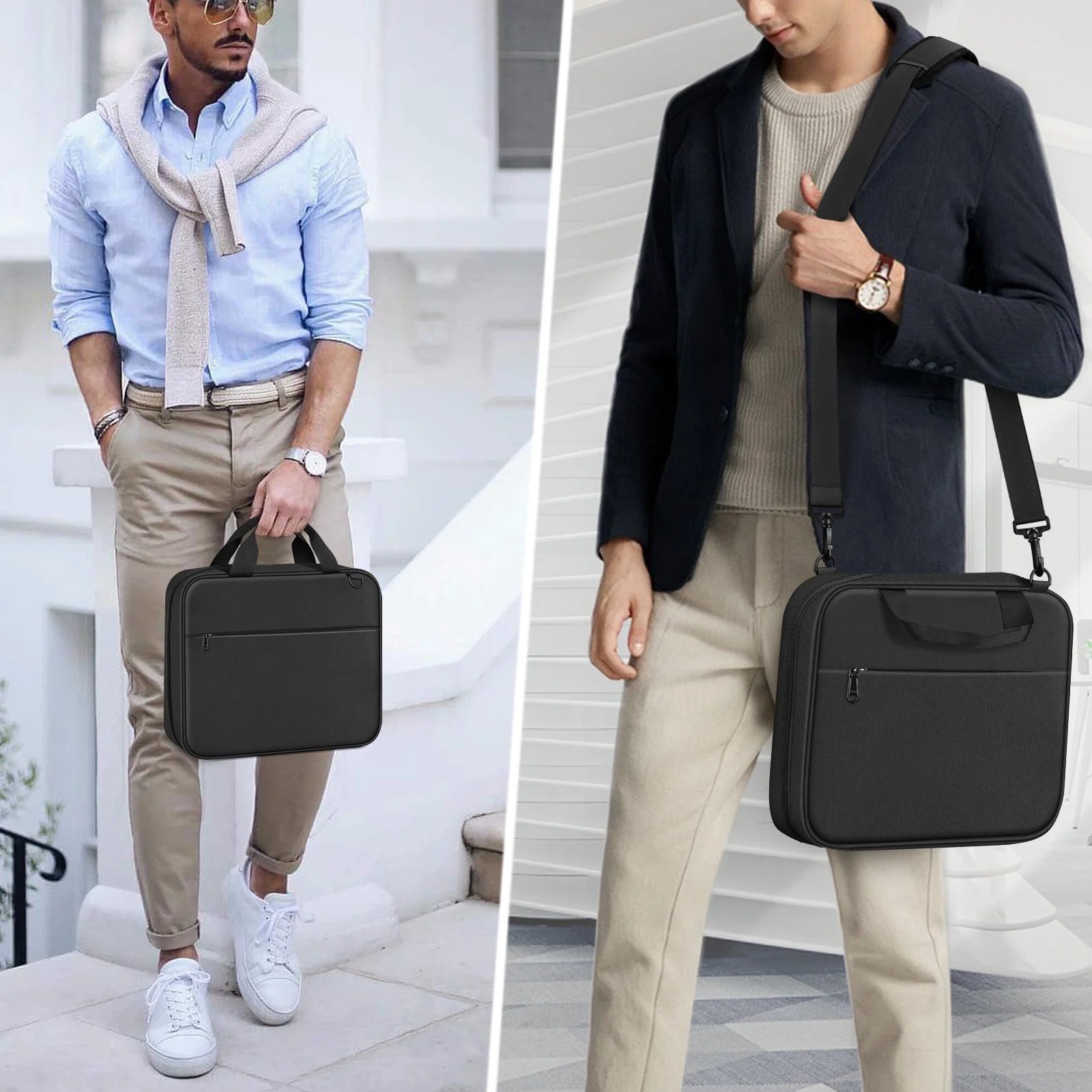 Extra Large Bible Cover, Carrying Book Case Church Bag Bible Protective with Detachable Shoulder Strap & Zippered Pocket, Gift for Men Women, Black