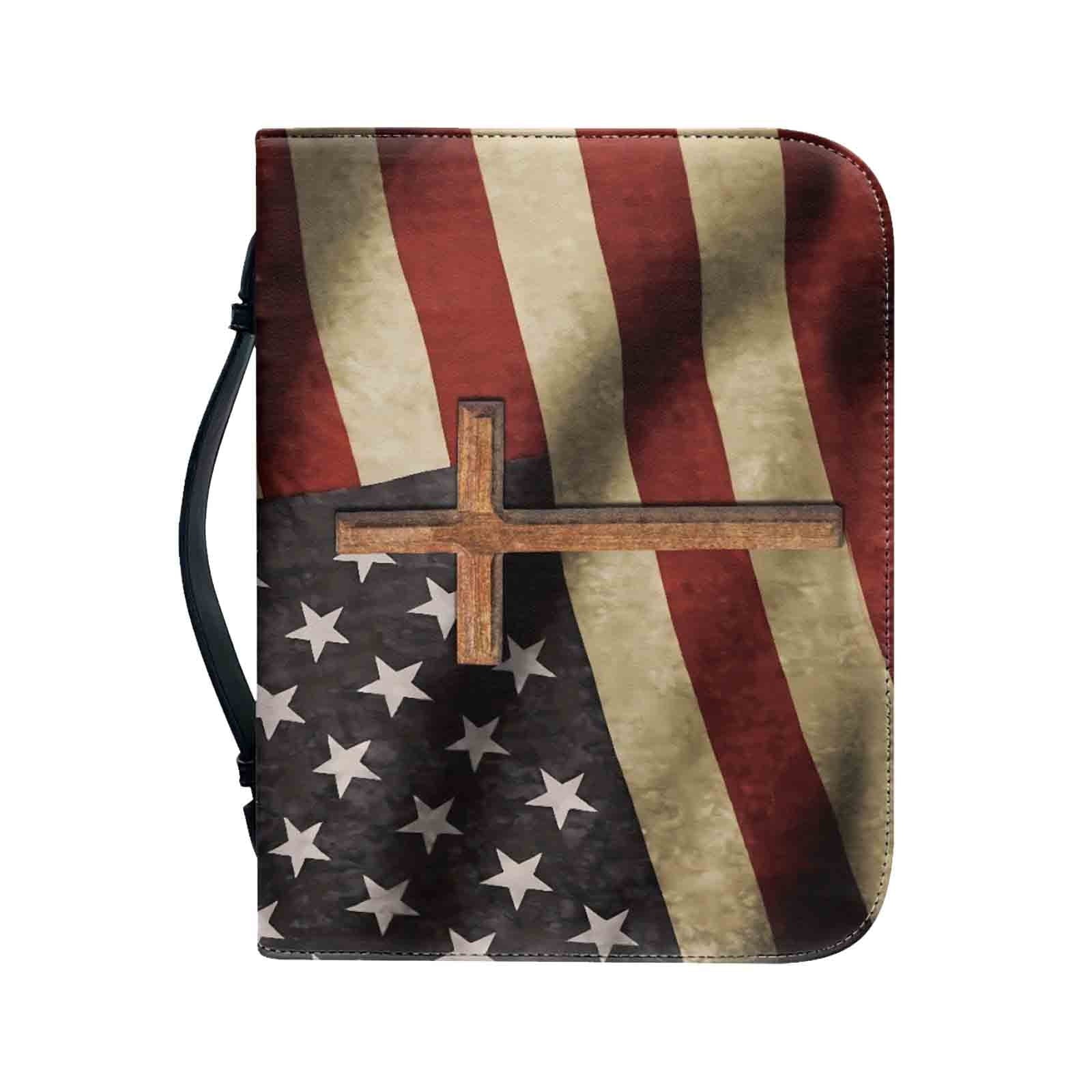 Floral Cross Bible Covers for Women, Christian Bible Book Carrying Bag Scripture Case Church Bag, Bible Protective with Handle Pockets Zippered Pocket