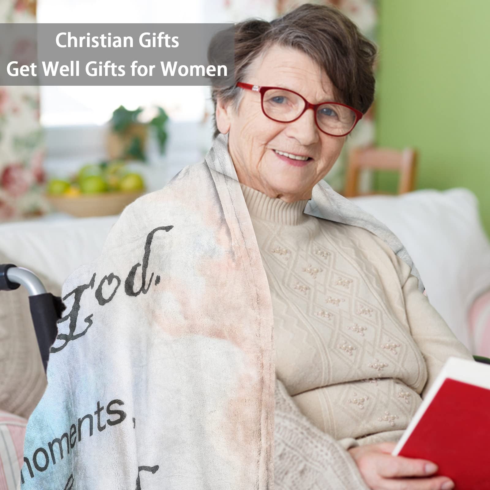 Healing Throw Blanket with Inspirational Prayers - Soft 40X50 Gift for Women Men