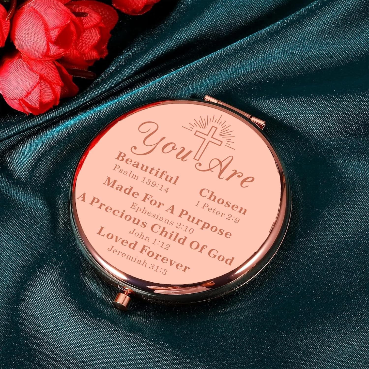 Christian Gifts for Women Makeup Gift Religious Gifts for Women Daughter Baptism Confirmation First Communion Adults Christmas Stocking Stuffers Easter Basket Stuffers for Teens Girls Compact Mirror