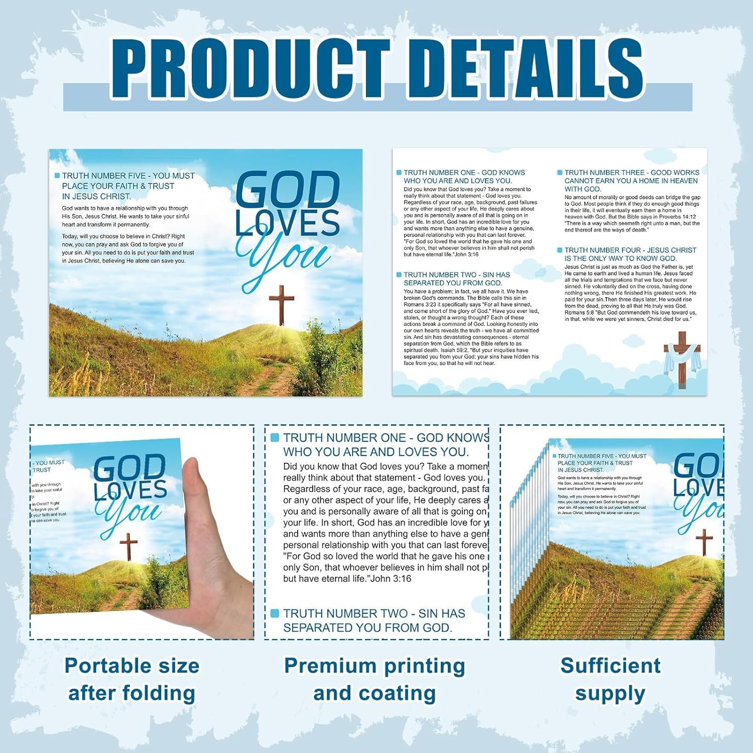 300 Pcs Gospel Tract Card Salvation Plan Cards Bible Tracts Christian