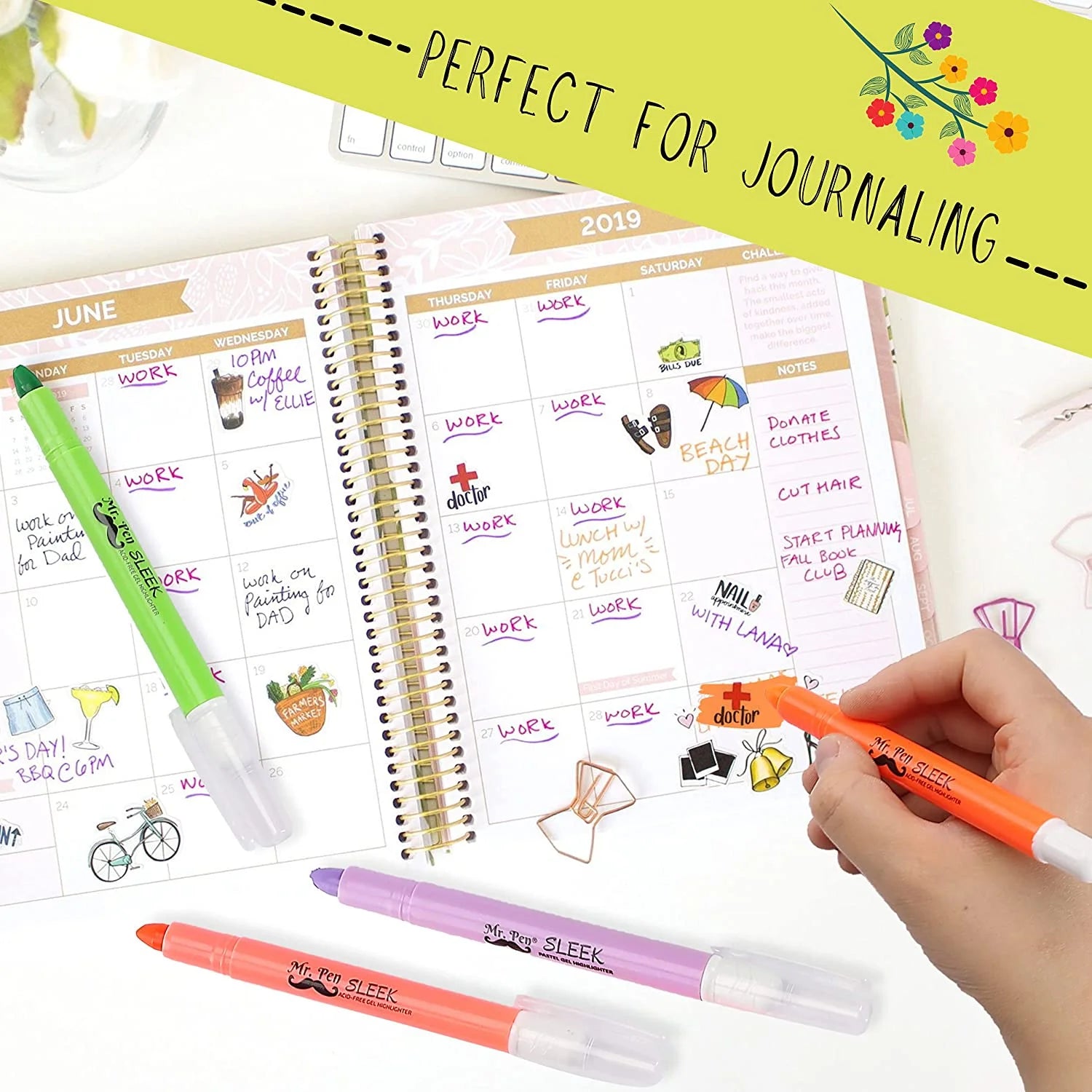 - No Bleed Gel Highlighter, 16 Pcs (8 Pastel Colors and 8 Vibrant Colors), Bible Highlighters