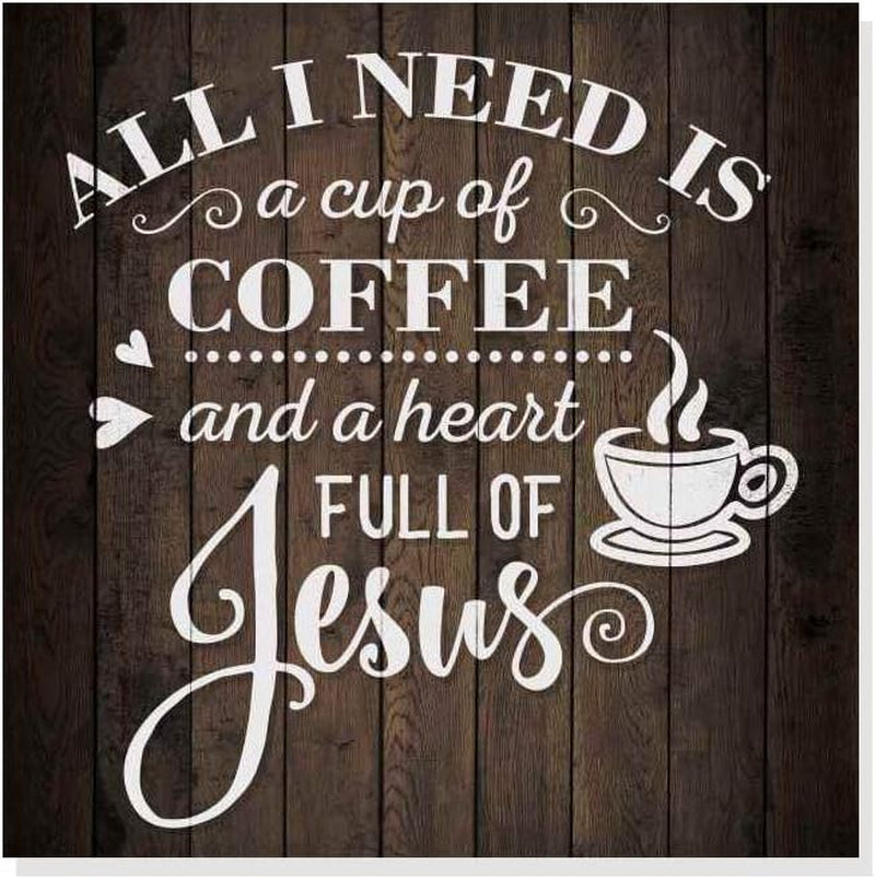 Coffee and Jesus Sign Christian Wood Decor Rustic Signs Wooden Decorations Kitchen Small Religious Plaque Station Wall Home Faith Family Farmhouse Inspirational Scripture 12 X 12 Art B3-12120061069