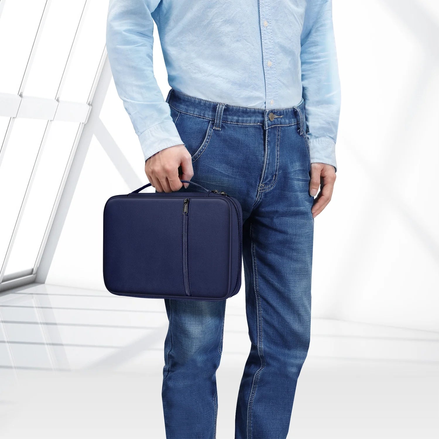 Bible Cover, Carrying Book Case Church Bag Bible Protective with Handle and Zippered Pocket, Perfect Gift for Men Women Father, Navy