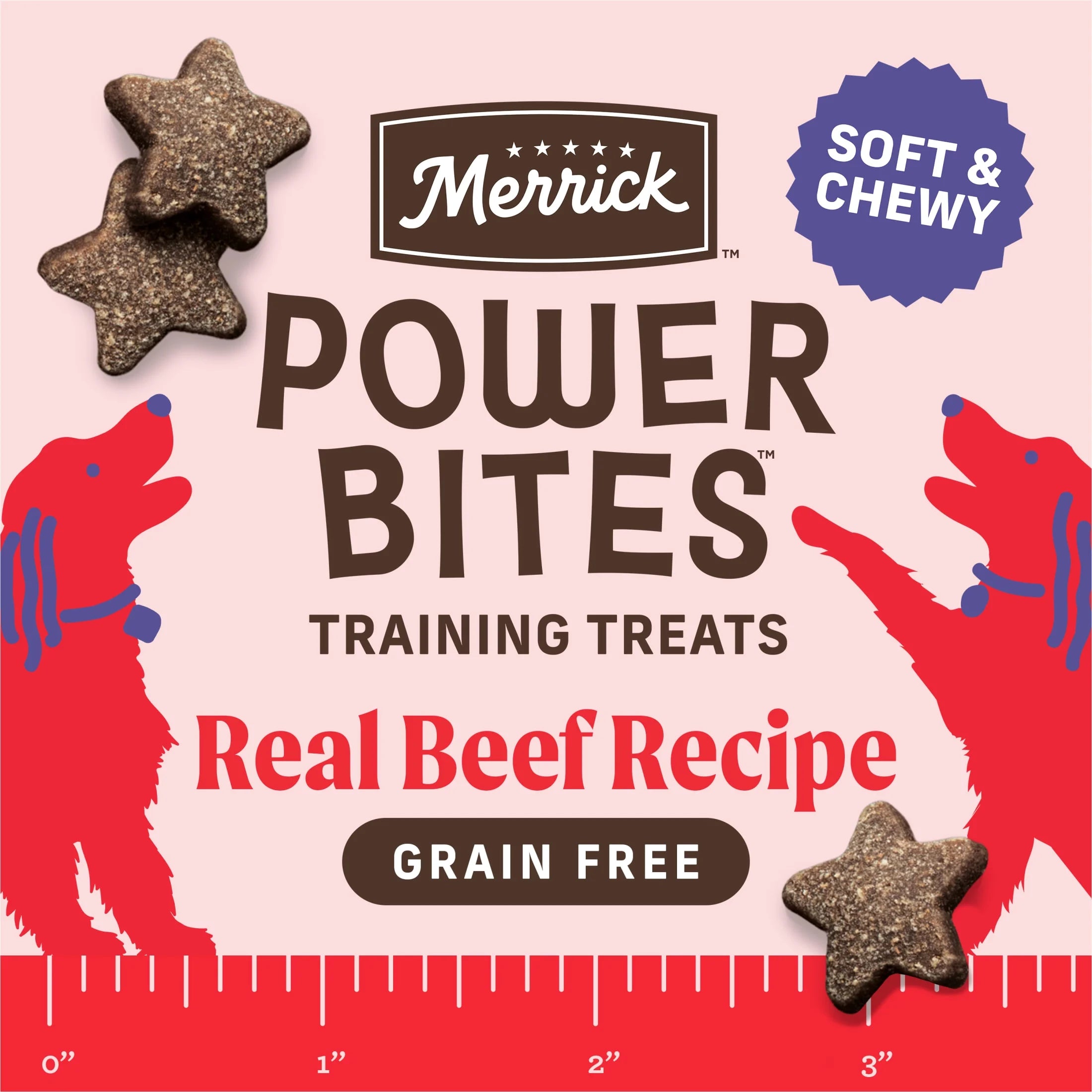 Power Bites Natural Soft and Chewy Real Meat Dog Treats, Grain Free Snack with Real Beef Recipe, 6 Oz. Bag