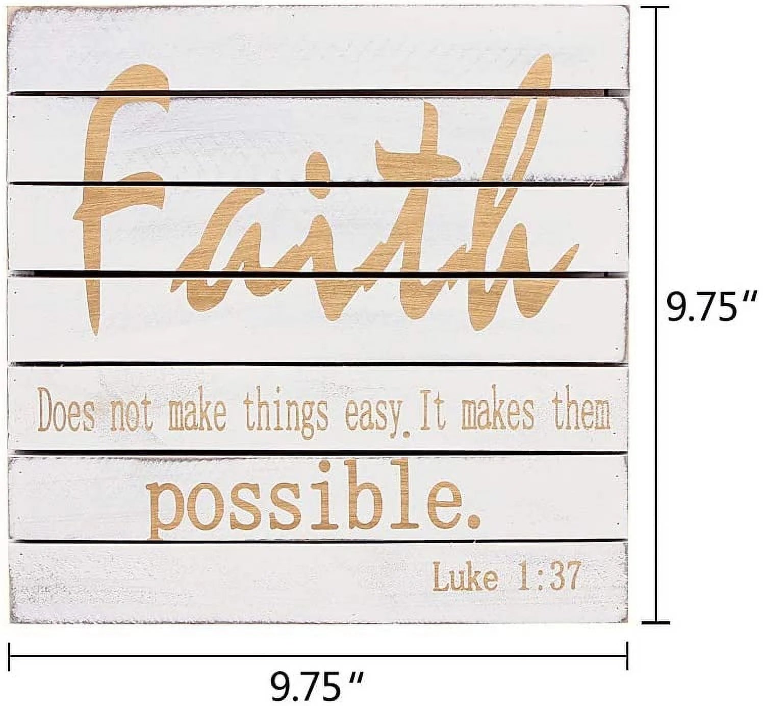 Wood Wall Plaque Faith Sign, Bible Verse Wall Art Hanging Decoration Christian Religious Home Decor Sign with Inspirational Quote, 9.75X9.75 Inch