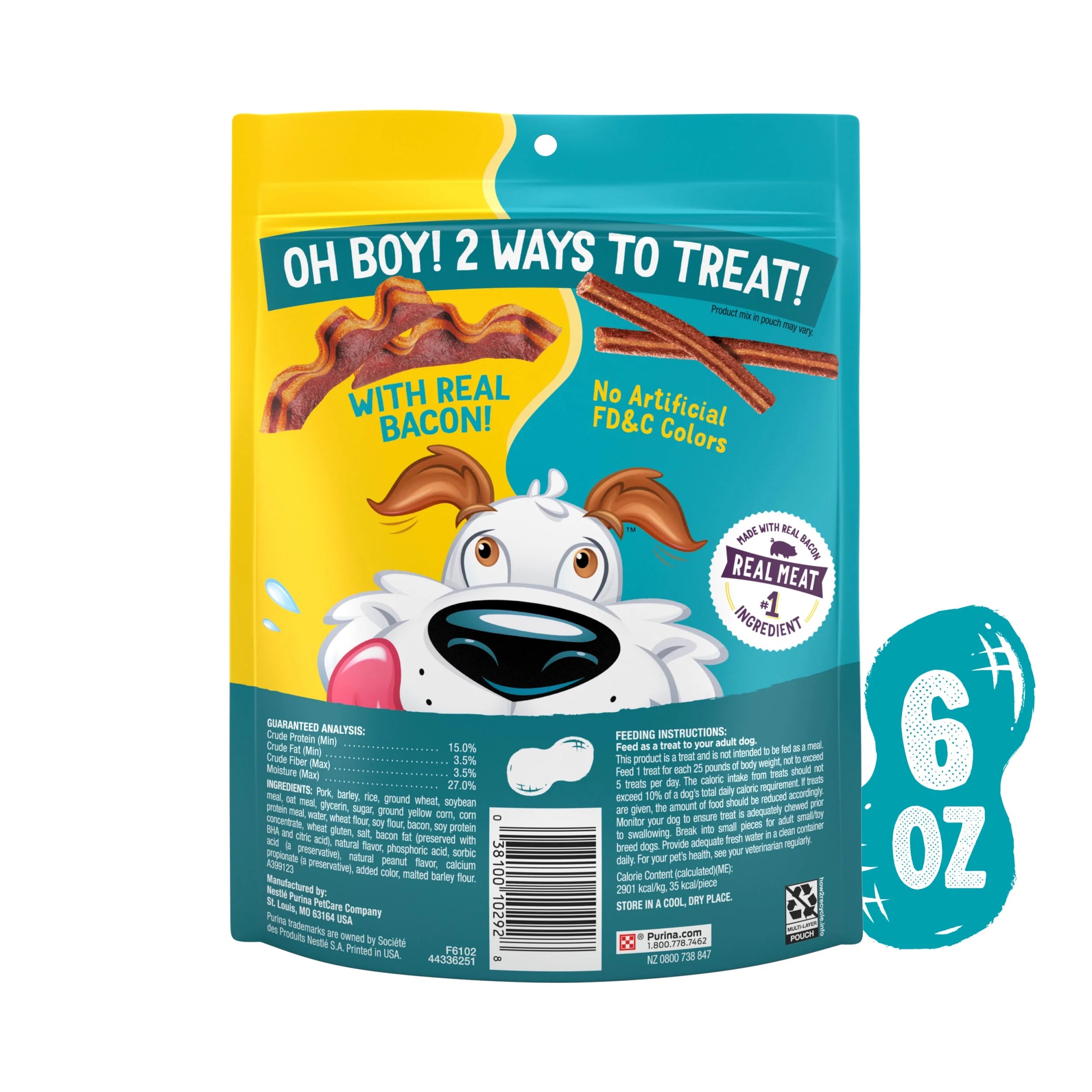 Purina  Sticks & Flavor Stix Dog Treats with Bacon & Peanut Butter Tender Chews, 6 Oz Pouch