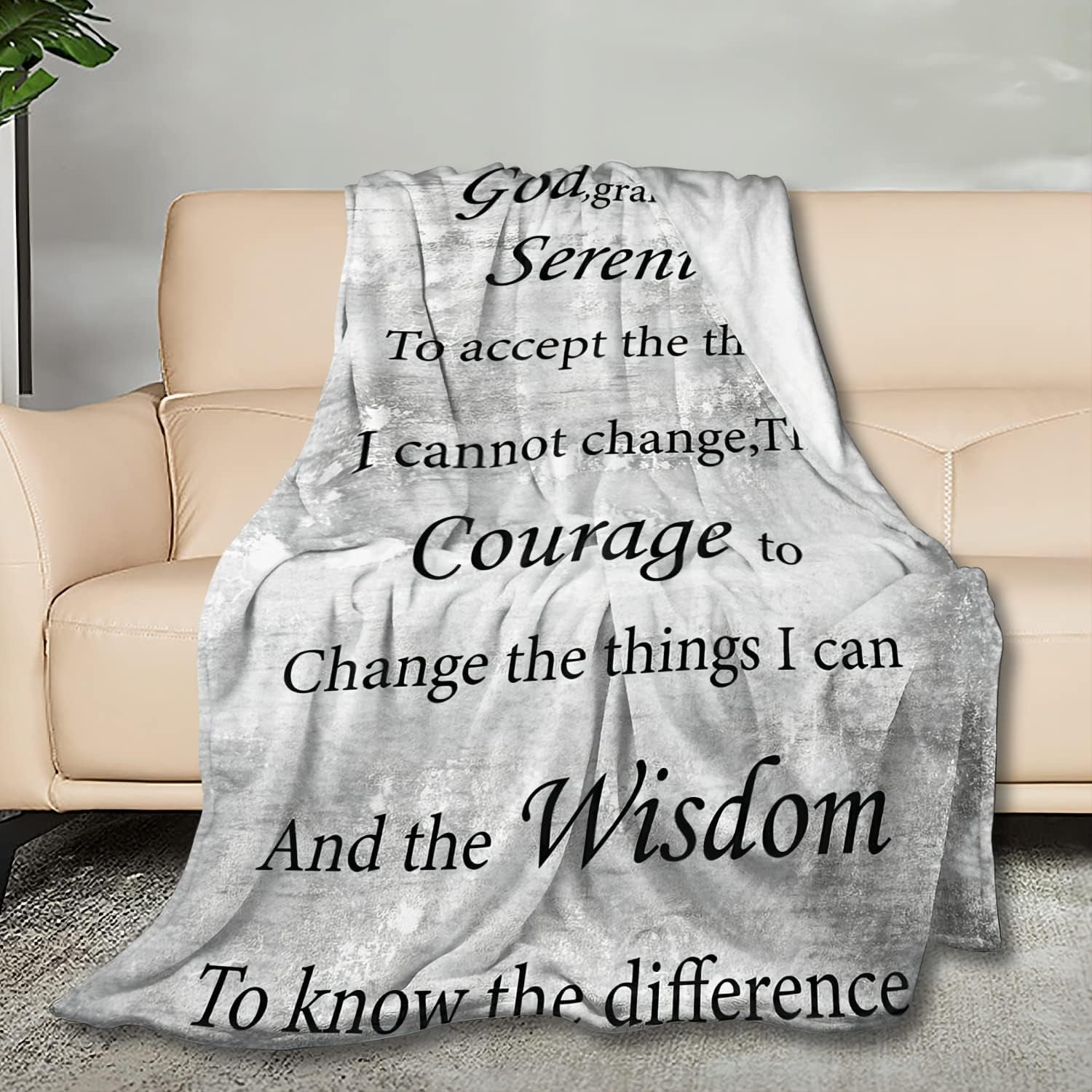 Scripture Blanket with Healing Caring Prayer Religious Gifts for Women Lightweight, Cozy, Warm Christian Bible Verse Throw Blanket, 70×55 Inch, Grey