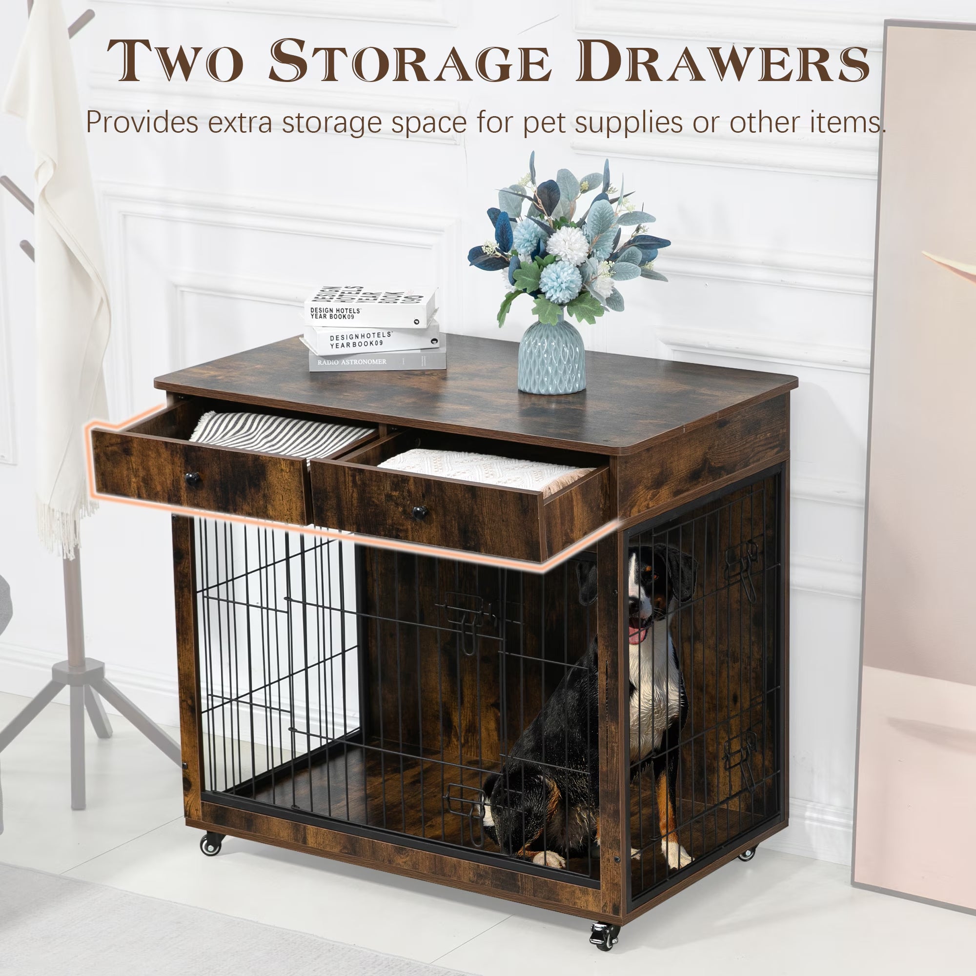 Decorative Dog Crate Furniture, Wooden Dog Crate End Table