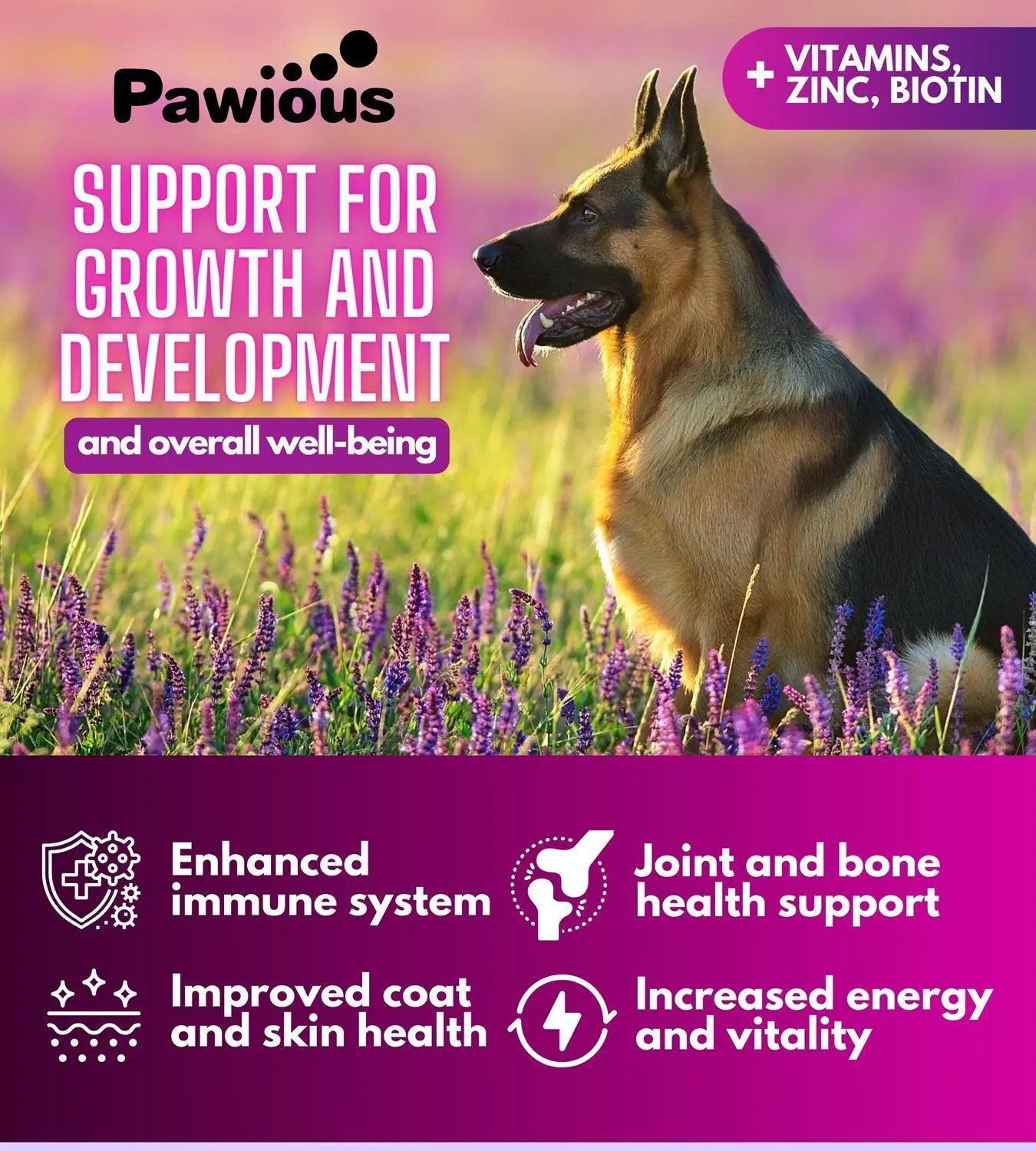 Dog Multivitamin Chewable with Glucosamine, No Soy or Glutten