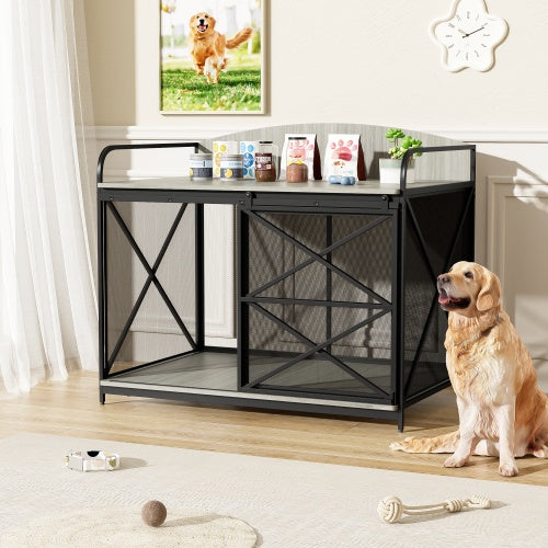 Heavy Duty Large Dog Crate Furniture For Large Medium Dog, Farmhouse Wooden Dog Kennel Indoor End Table