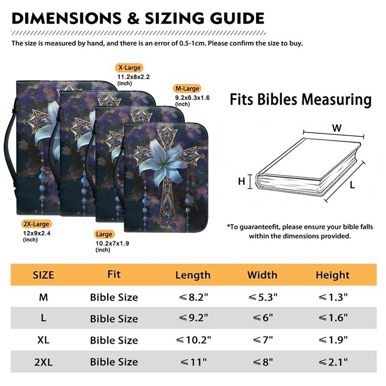 Floral Cross Bible Covers for Women, Christian Bible Book Carrying Bag Scripture Case Church Bag, Bible Protective with Handle Pockets Zippered Pocket