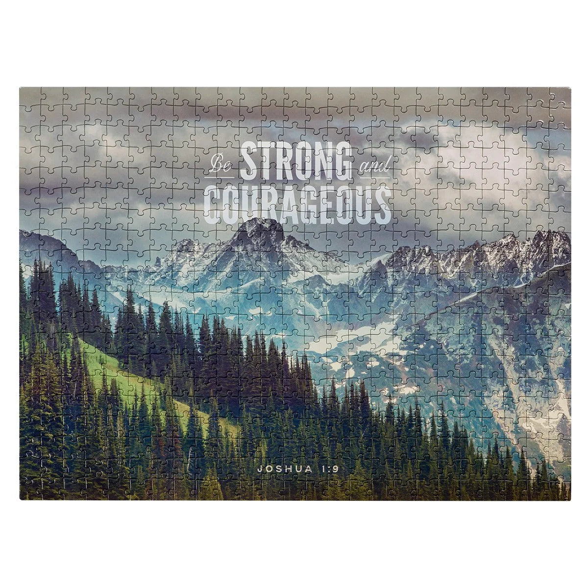 Scenic Mountain Strong and Courageous Joshua 1:9 Bible Verse 500 Piece Jigsaw Puzzle for Adults Indoor Family Activity