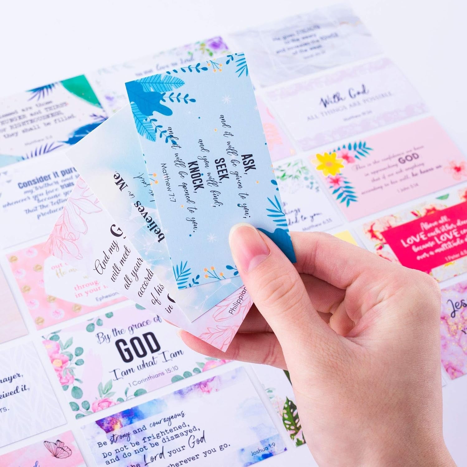 BRYTEFY 100 Prayer Cards for Women with Assorted Bible Verses, Mini Floral