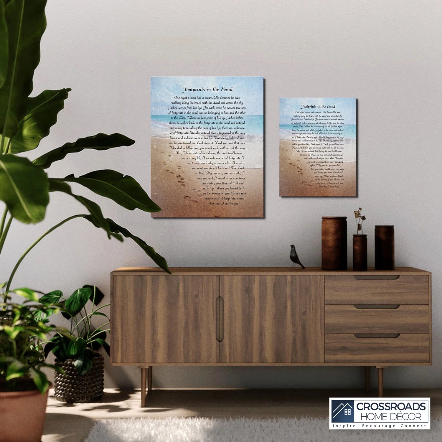 Footprints in the Sand Inspirational Wall Art, Beach Decor, Christian Gifts for Women and Men, Christian Wall Decor, Get Well Soon, Encouraging Scripture Wall Art, Sympathy Gift , 16X20