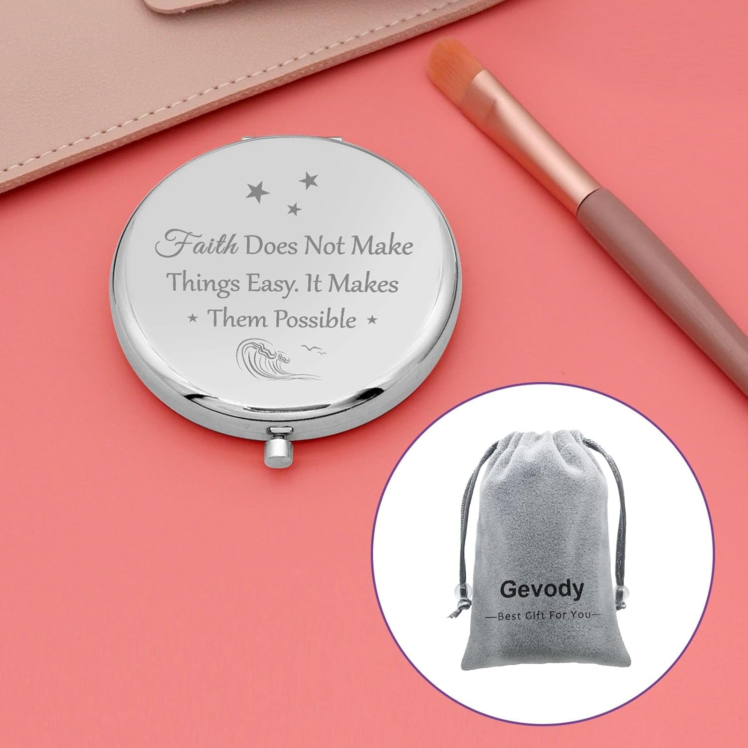 Christian Gifts Inspirational Compact Makeup Mirror Bible Verse Gifts Birthday Gifts Compact Mirror Baptism Gift for Girl Goddaughter Christian Encouragement Gifts Religious Gift Travel Makeup Mirror