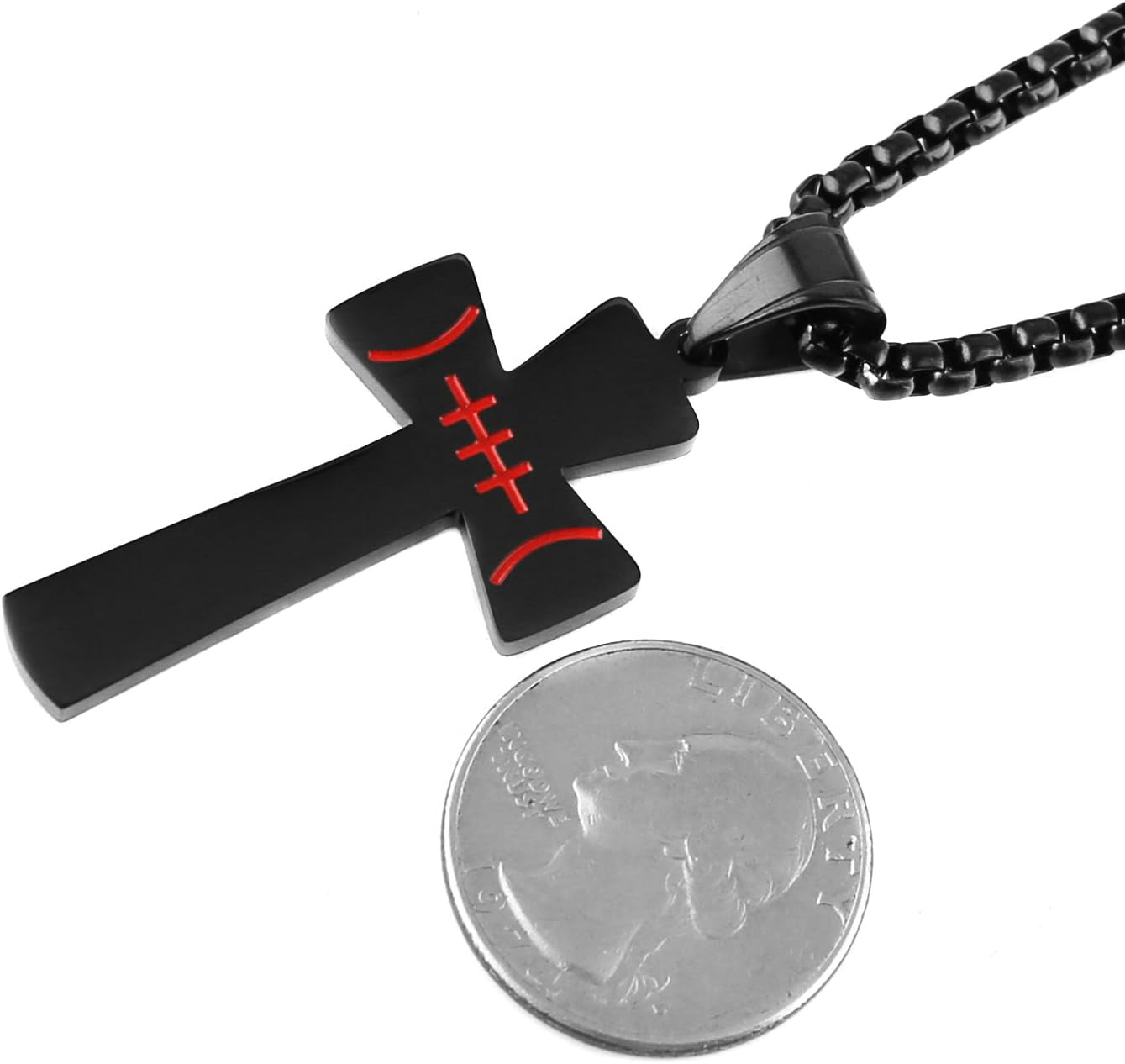 Basketball Football Soccer Cross Pendant, I CAN DO ALL THINGS STRENGTH Bible Verse Stainless Steel Necklace