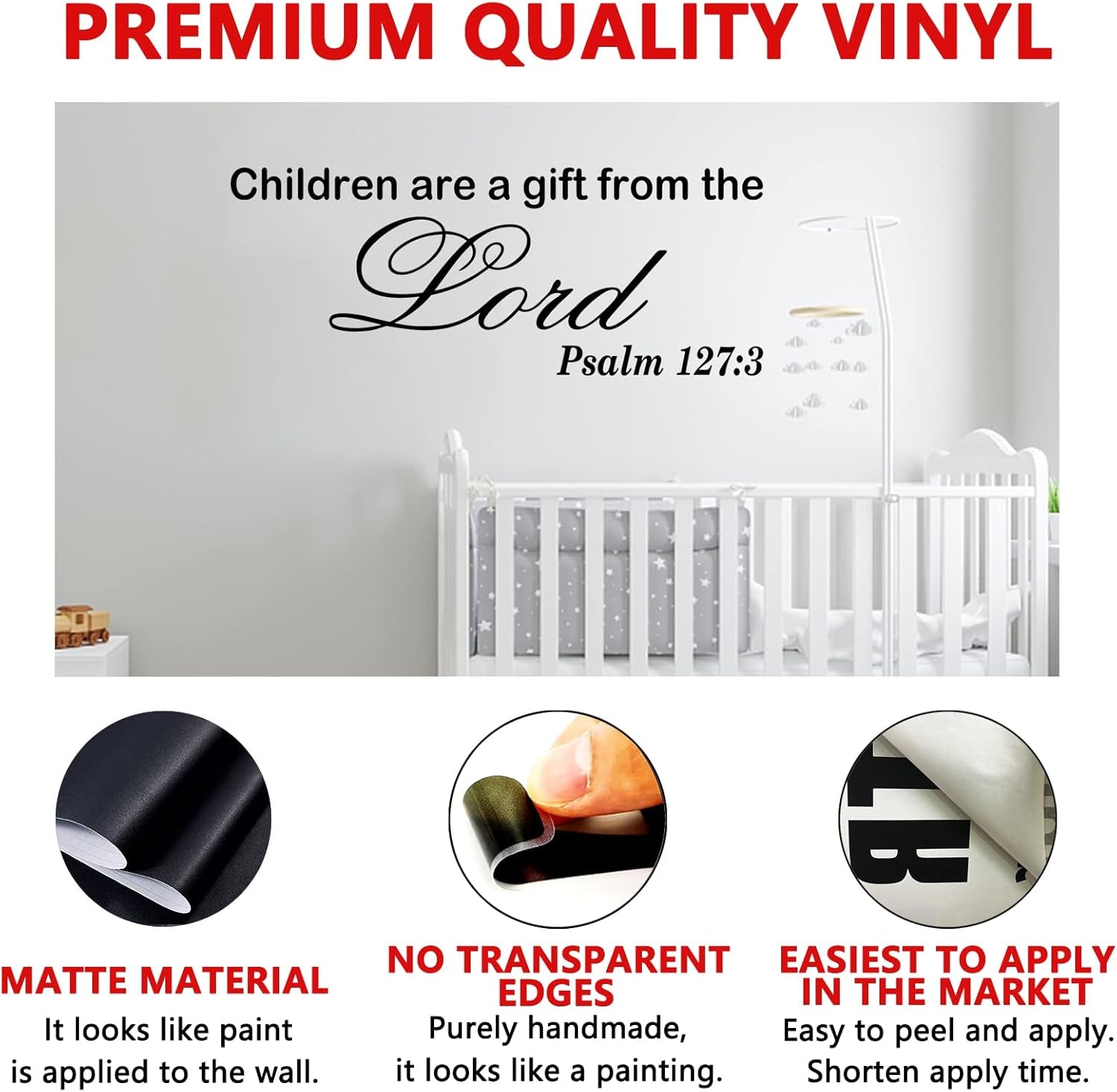 Wall Decals for Kids, Scripture Wall Decals, Quotes Living Room Bible Verse Faith Prayer God Biblical Religious Christian Home Art Decor Vinyl Stickers Children Area Gift from the Lord 23"X9"