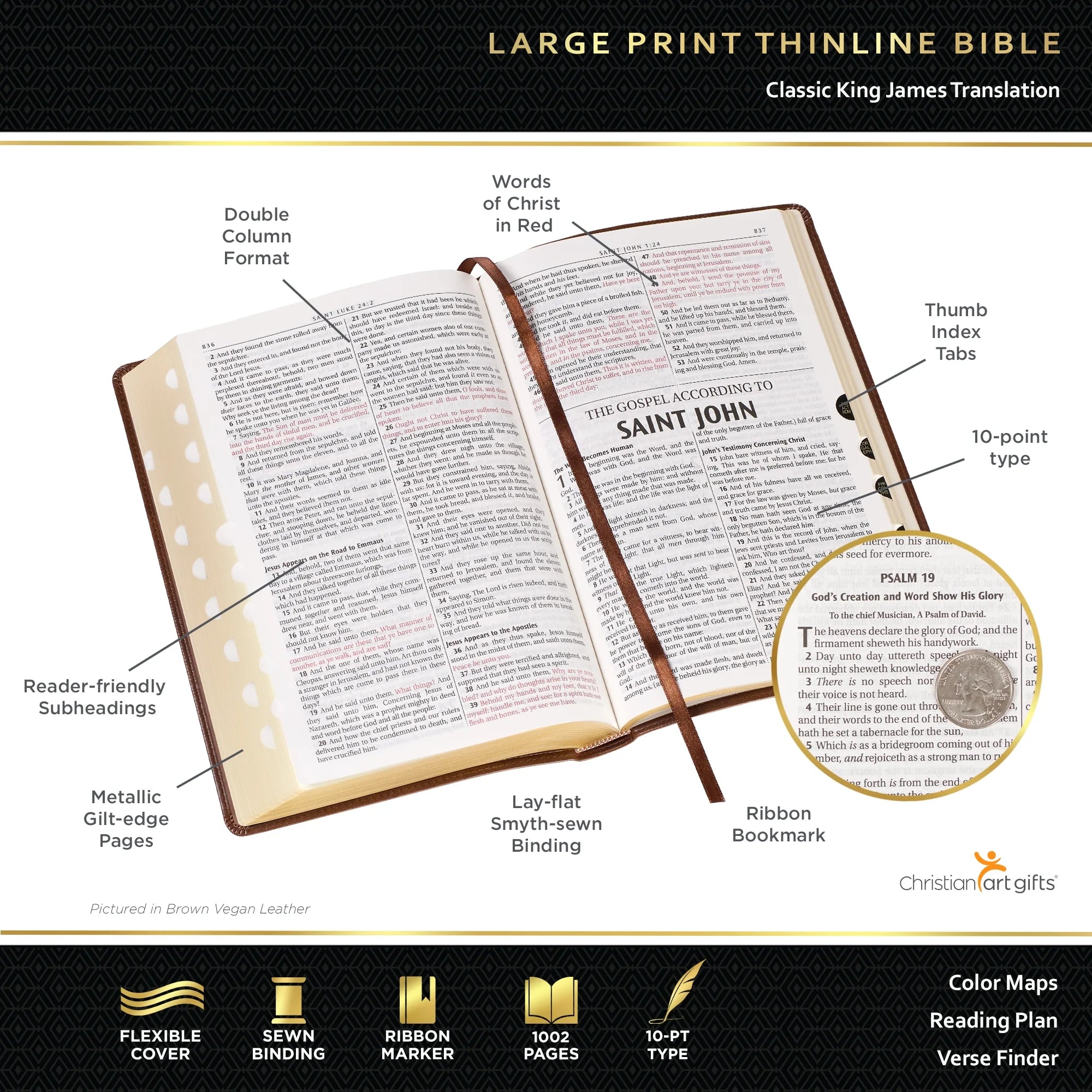 KJV Large Print Thumb Index Edition: Brown (Large Print) (Hardcover)