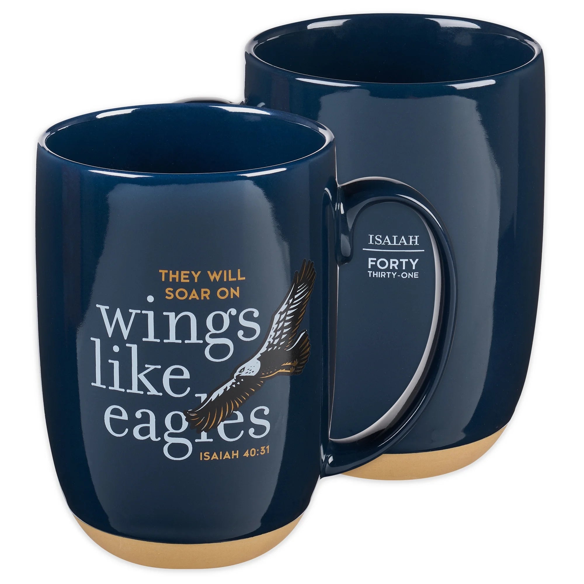 Coffee Mug Soar on Wings like Eagles Isaiah 40:31 Scripture, 15 Oz, Navy Blue