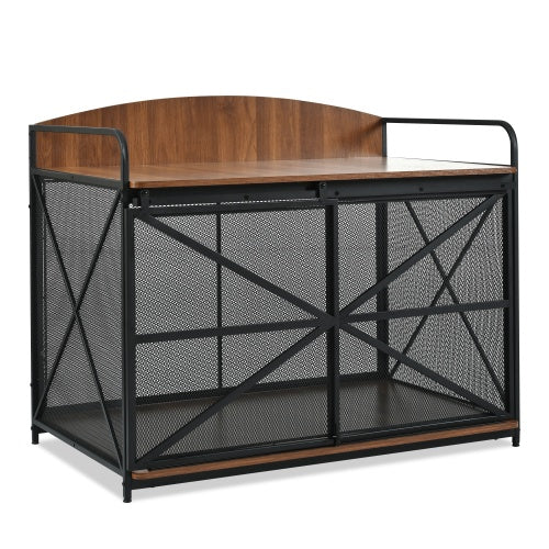 Heavy Duty Large Dog Crate Furniture For Large Medium Dog, Farmhouse Wooden Dog Kennel Indoor End Table