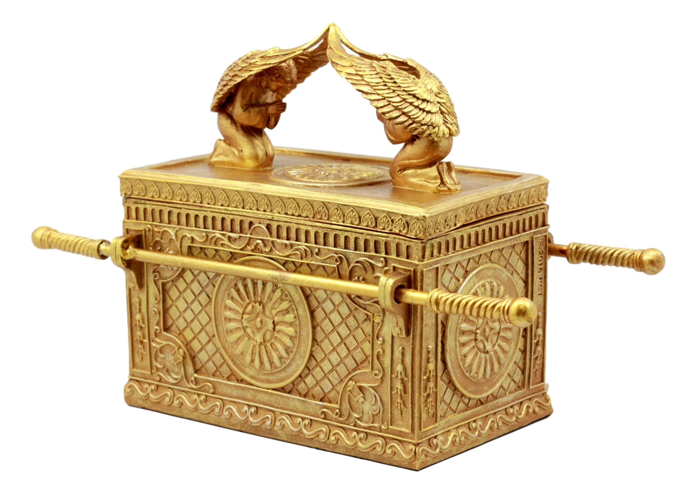 Ebros Golden Ark of the Covenant with Ten Commandments Rod of Aaron and Manna Religious Decorative Figurine Trinket Jewelry Box 9.5" Long …