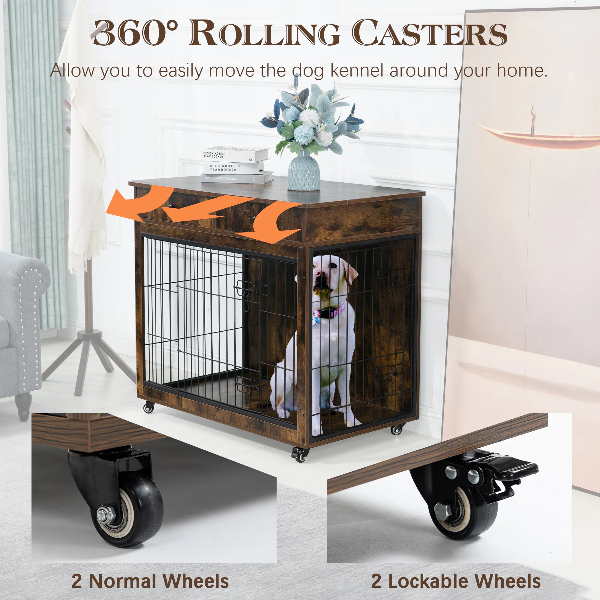 Decorative Dog Crate Furniture, Wooden Dog Crate End Table