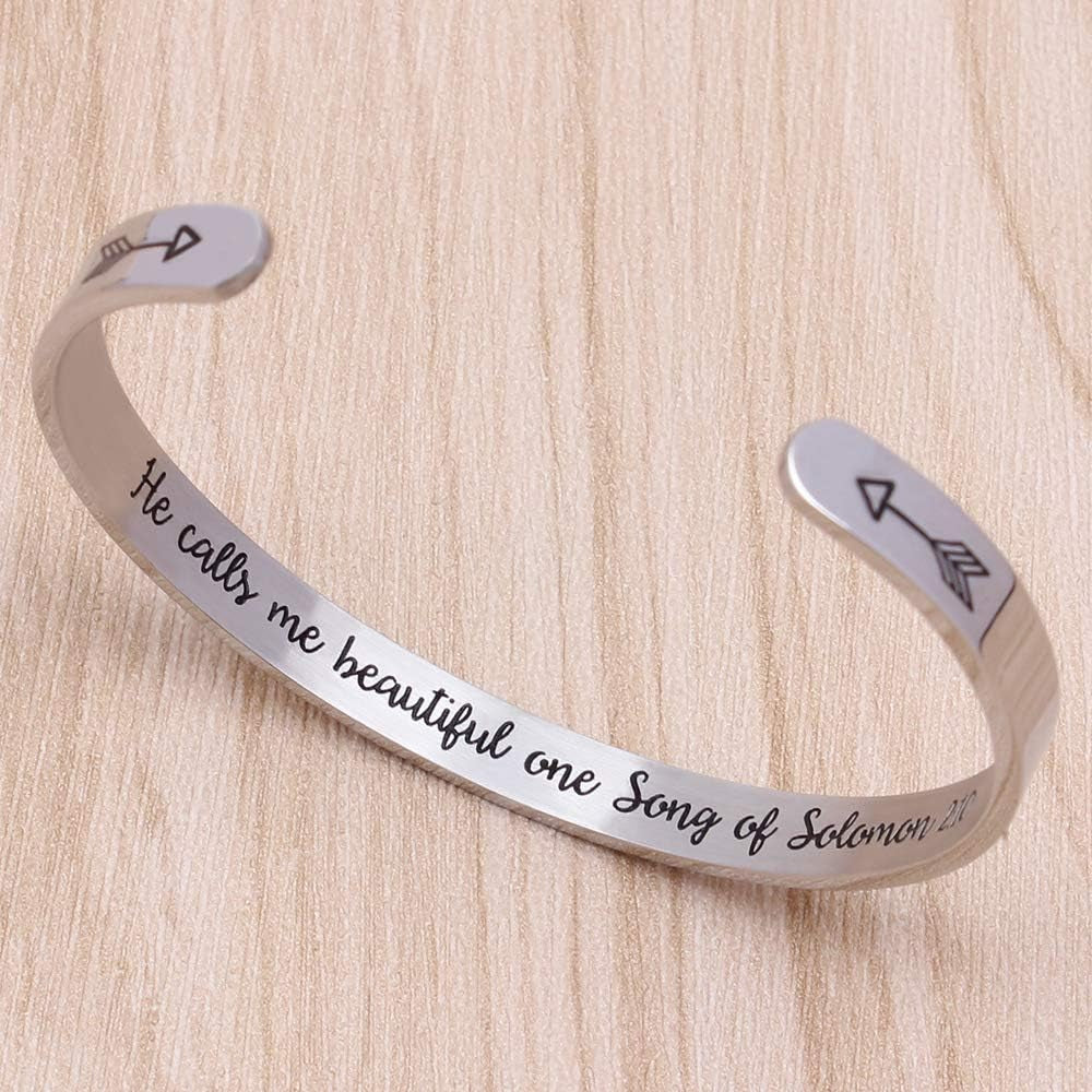 Christian Gifts for Women Inspirational Religious Bracelets for Women Her Girls Cuff Bangle Mens Bracelets Bible Verse Faith Baptism Gifts for Teenage Girls Mantra Quotes Engraved Jewelry
