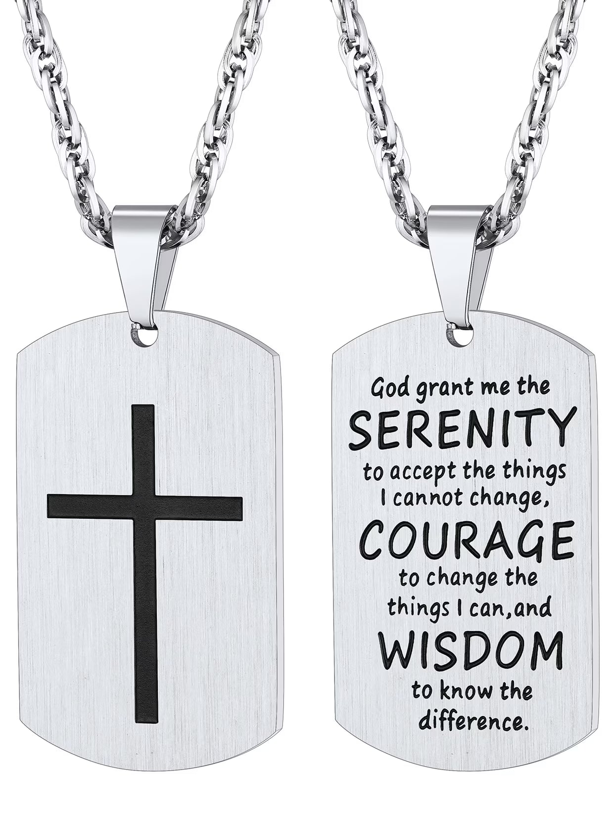 Cross Necklace for Men Stainless Steel Dog Tag Bible Verse Pendant Chain Christmas Jewelry Gifts for Son