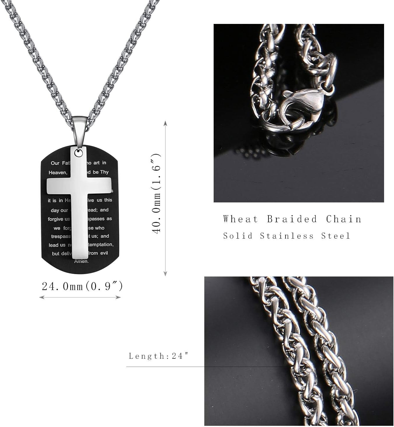 Dog Tag Cross Necklace Gifts for Men Boys, Stainless Steel Bible Verse Pendant Chain Necklace Military Christian Religious Christmas Stocking Stuffers Jewelry Gifts for Him Teens Kids Male