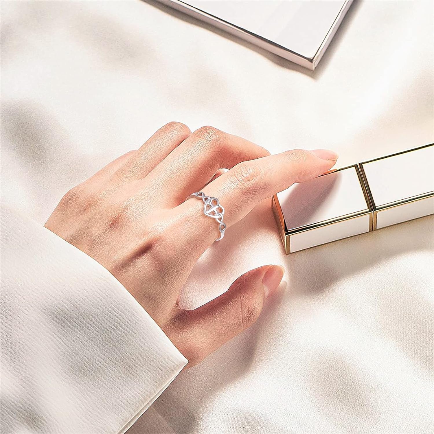 S925 Sterling Silver Christian Cross Heart Inspirational Faith Bible Verse Necklace & Rinags for Women Teen Jewelry