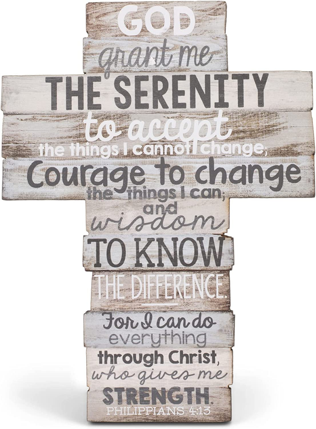 God Grant Me Serenity Distressed Wood 9 Inch Stacked Wood Cross Figurine