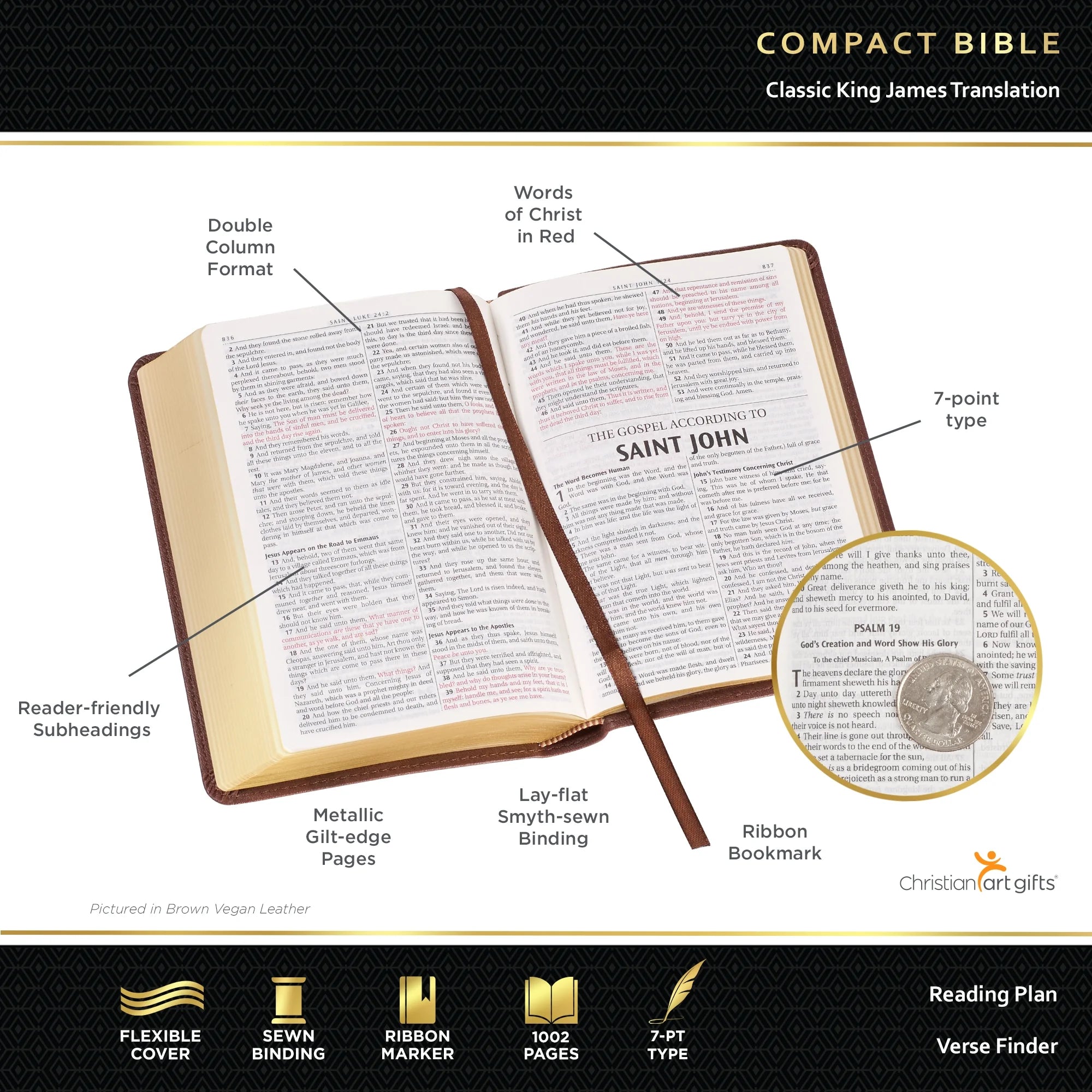 KJV Holy Bible, Compact Faux Leather Red Letter Edition - Ribbon Marker, King James Version, Purple
