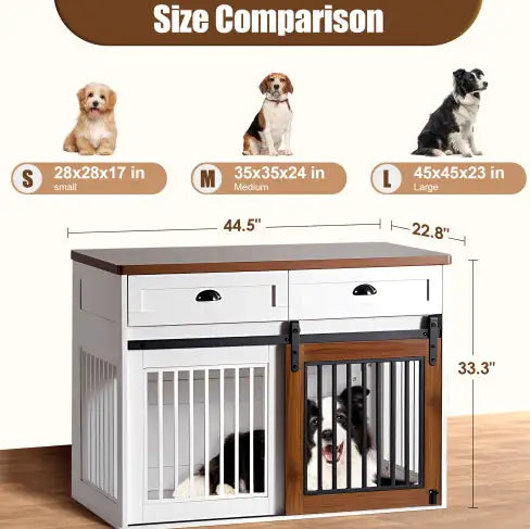Heavy Duty Furniture Style Dog Cage Wooden Double Door Side Cabinet Dog Crate.