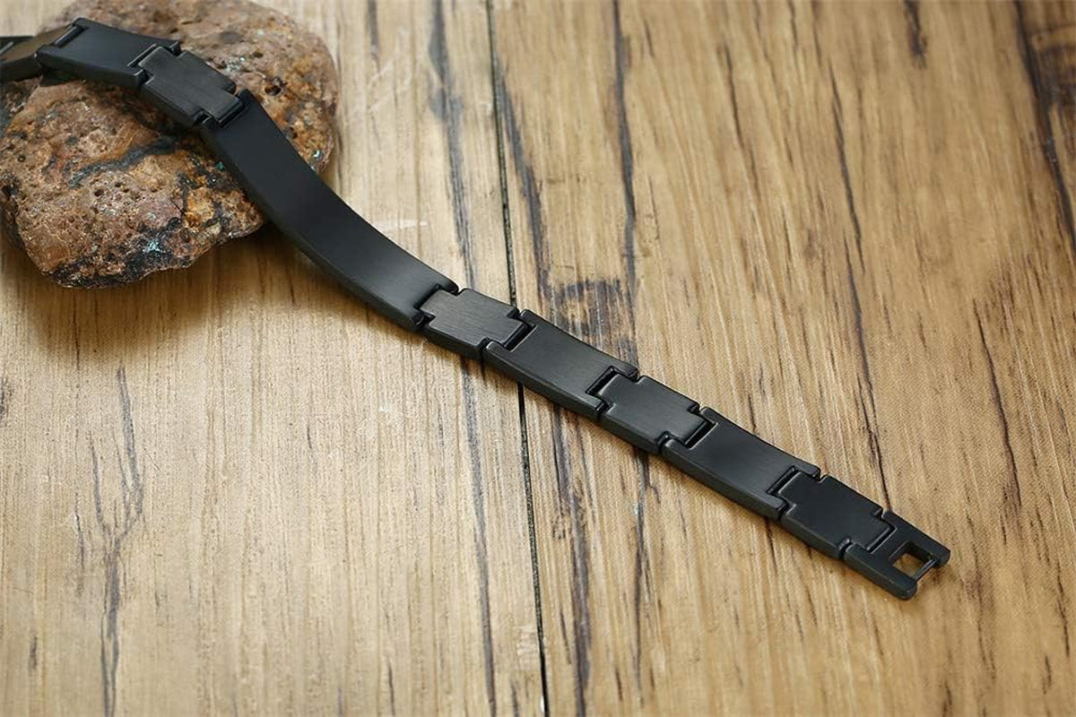 Stainless Steel Religous Scripture Quote Faith Christian Bible Verse Inspirational Cross Carbon Fiber Link Bracelet for Men