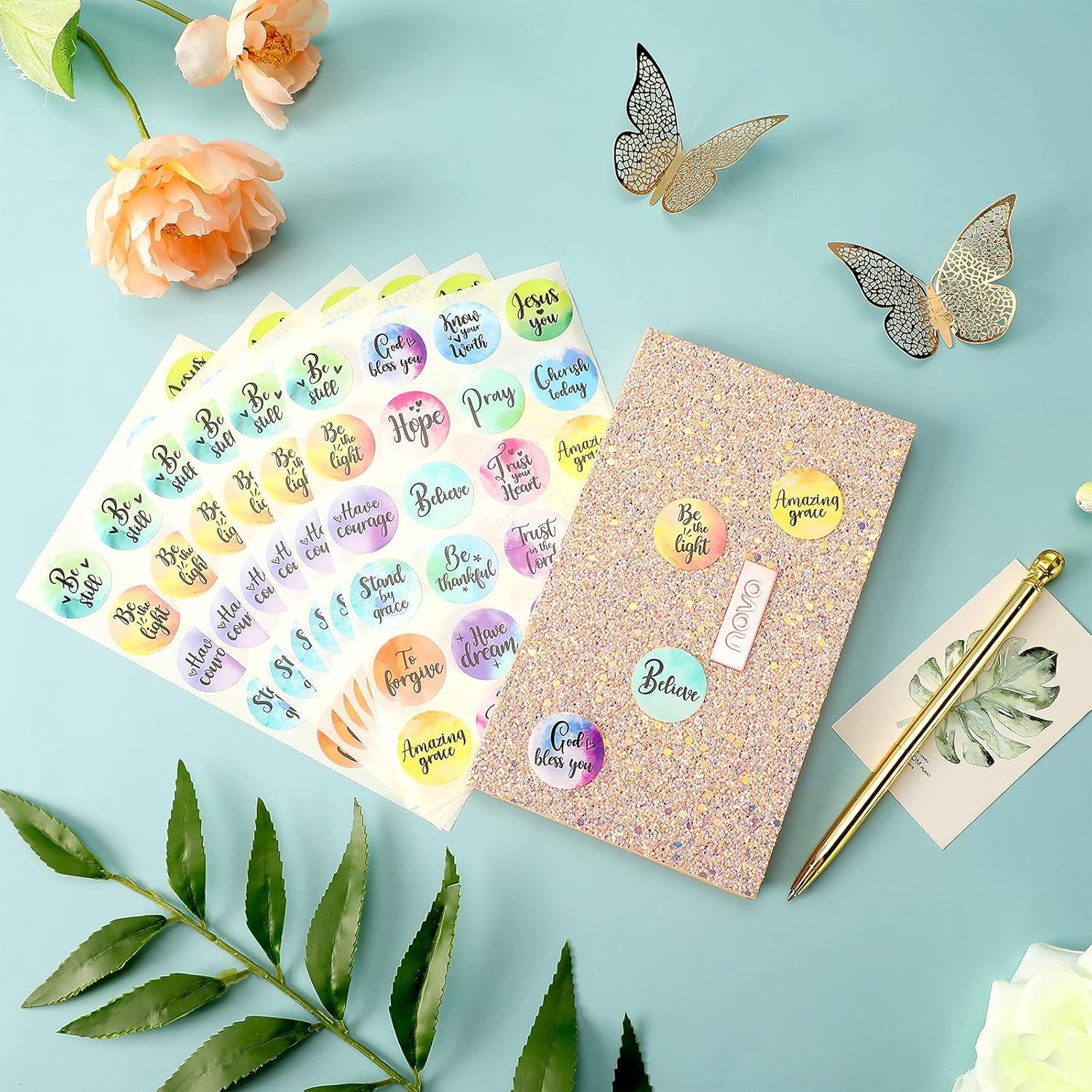 480 Pcs Jesus Stickers Inspirational Bulk Christian Bible Verse Stickers Bible Journaling Decals Religious Classroom Party Supplies Faith Tags for Water Bottle Scrapbook Envelope Adult(Cute Styles)