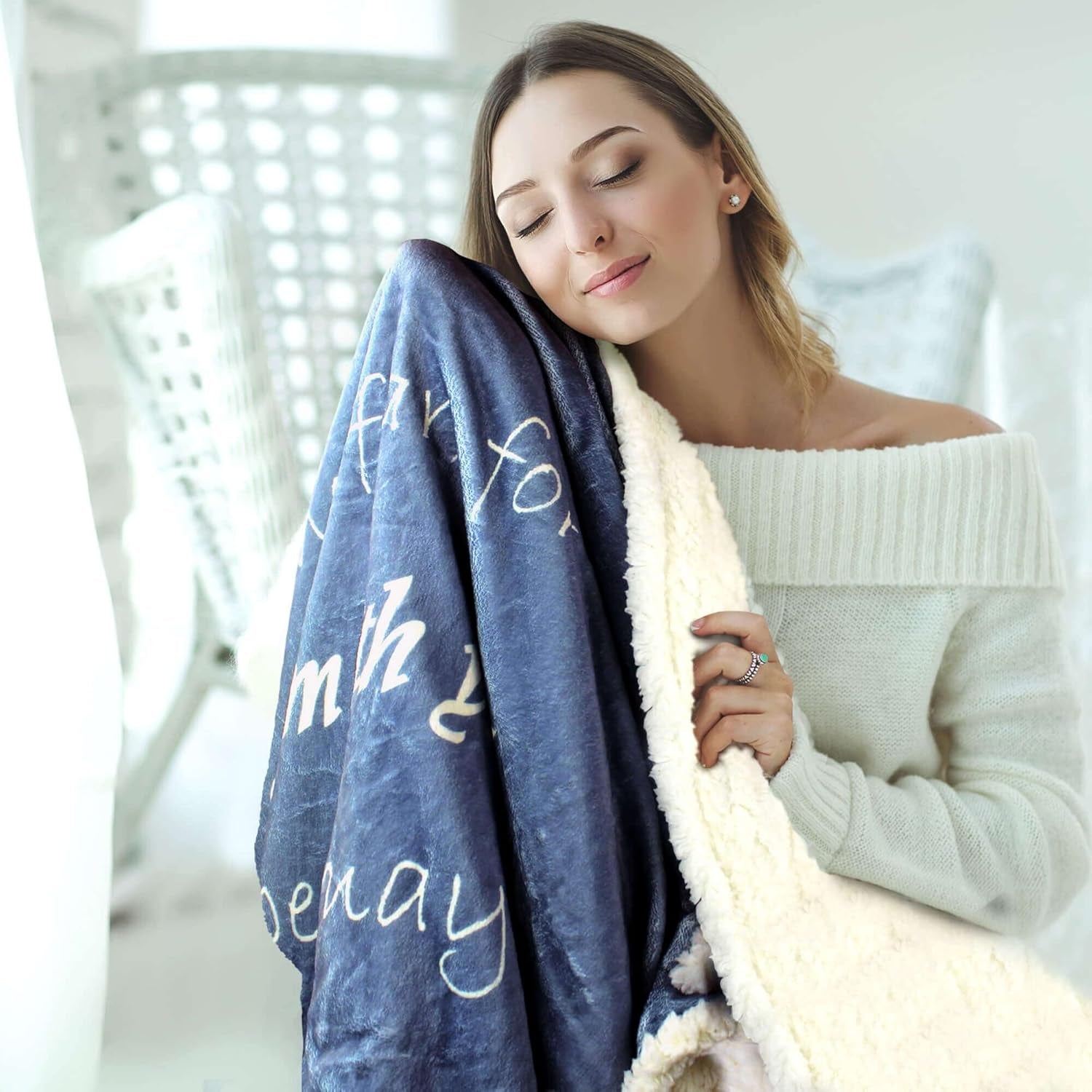 Compassion Warm Throw Sympathy Blanket - Double Layer 65X50 Throw Blankets - Soft Scripture Blue Throws for Couch & Bed - Healing Gifts for Women - Warm Bedspread for Bed
